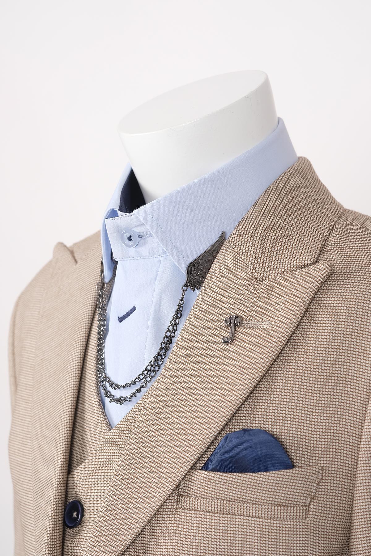 doctor junior kuş gözü slim fit  erkek çocuk takım elbise 