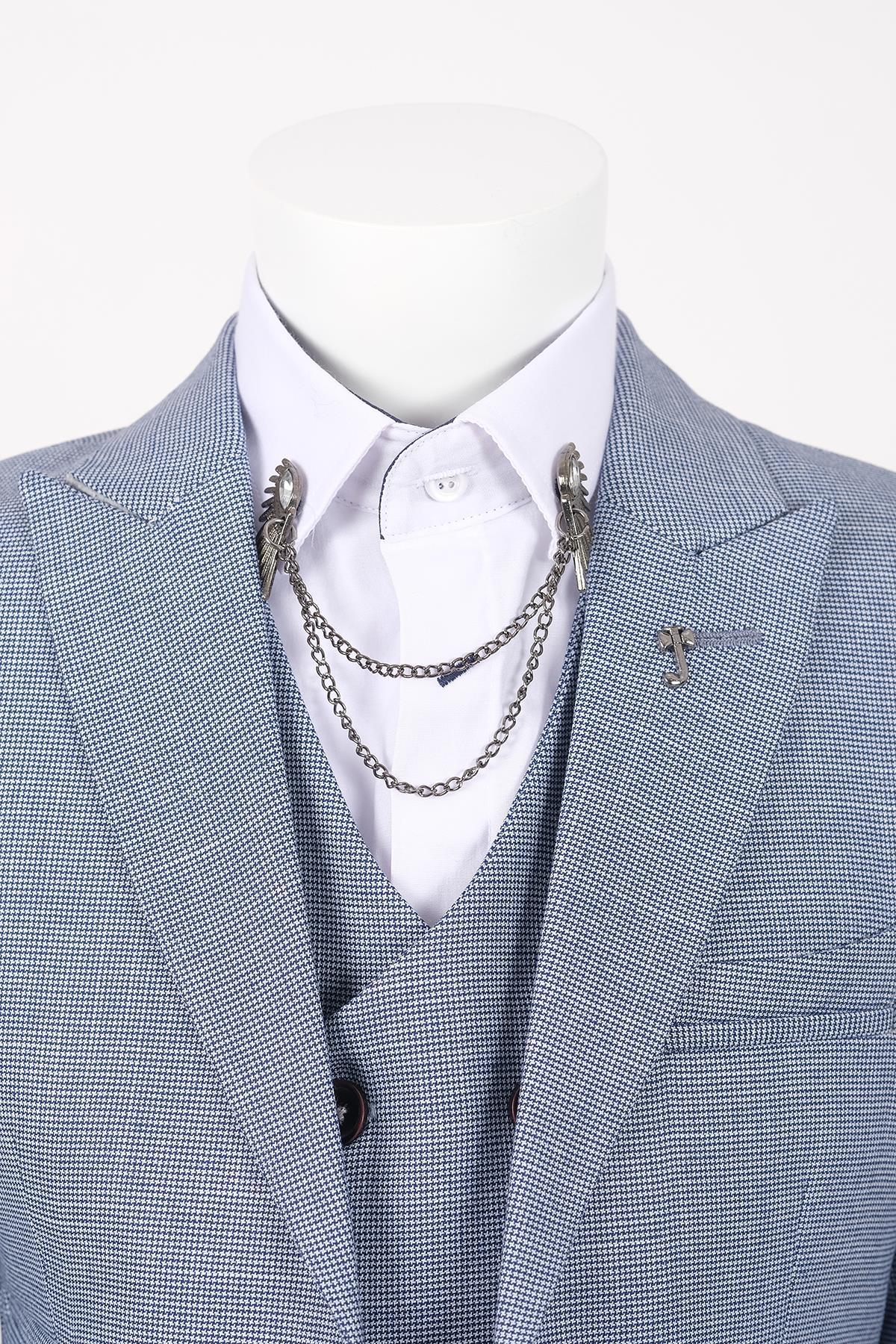 Doctor Junior Kuş Gözü Slim Fit Erkek Çocuk Takım Elbise_mnvs2285