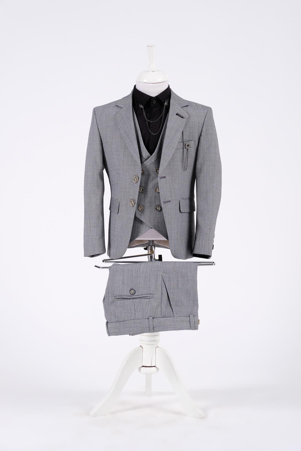 Doctor Junior Slim Fit Erkek Çocuk Zincir Detay Takım Elbise