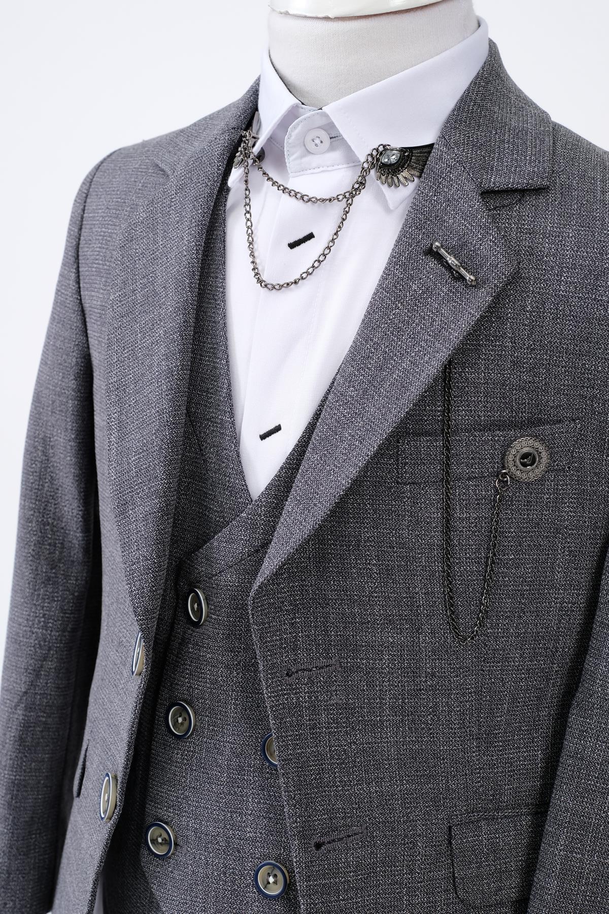 Doctor Junior Slim Fit Erkek Çocuk Zincir Detay Takım Elbise