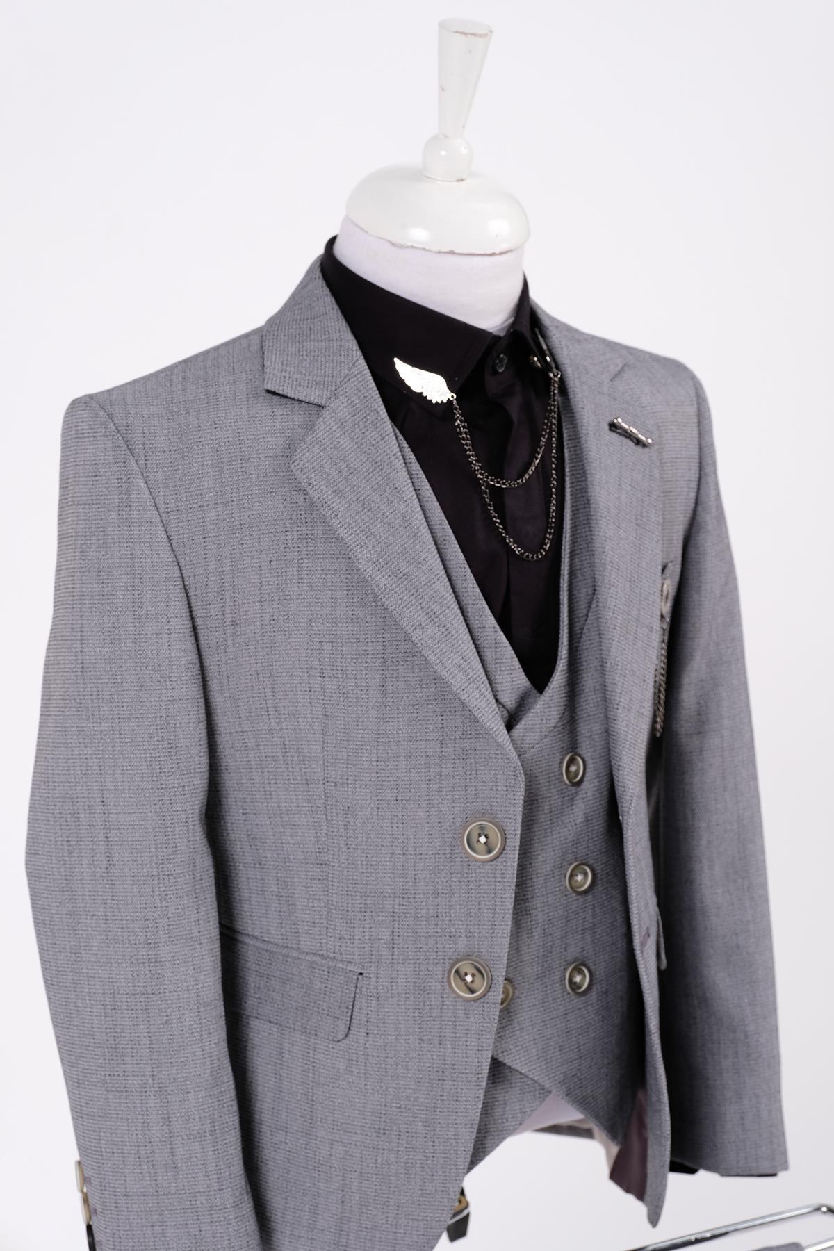 Doctor Junior Slim Fit Erkek Çocuk Zincir Detay Takım Elbise
