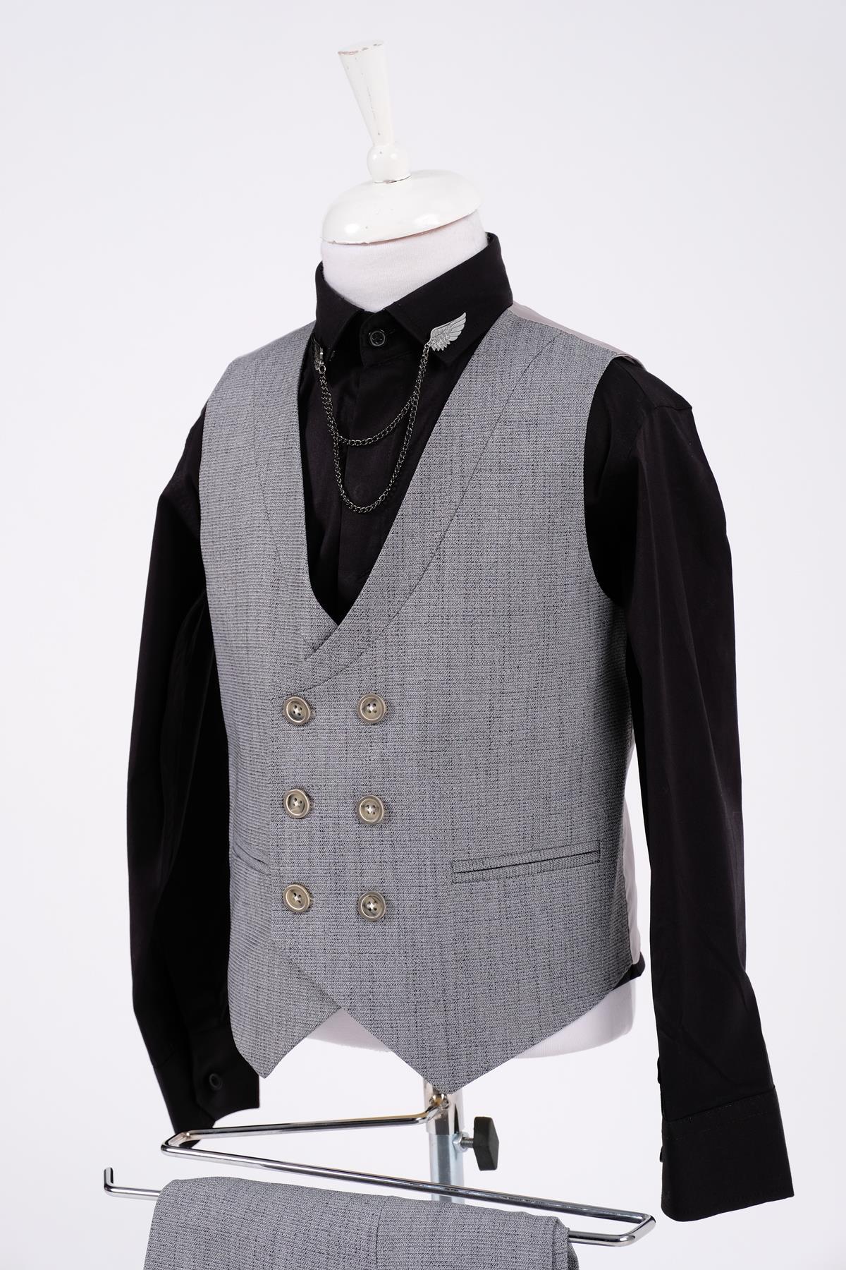 Doctor Junior Slim Fit Erkek Çocuk Zincir Detay Takım Elbise