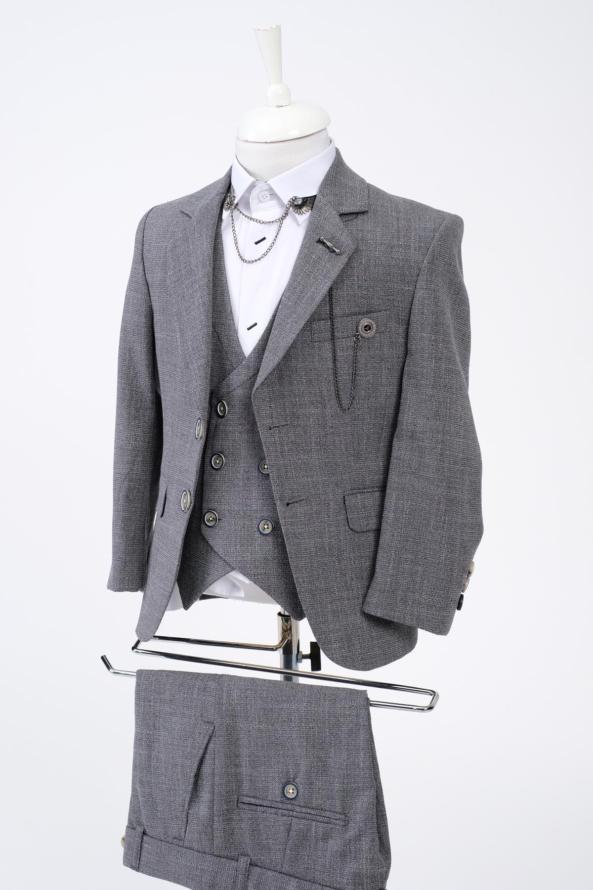 Doctor Junior Slim Fit Erkek Çocuk Zincir Detay Takım Elbise