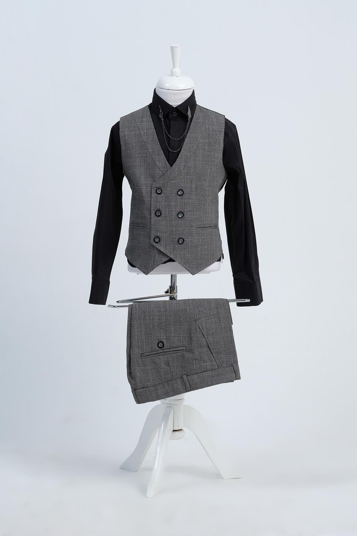 Doctor Junior Slim Fit Erkek Çocuk Zincir Detay Takım Elbise