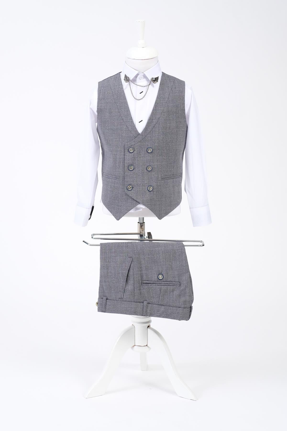 Doctor Junior Slim Fit Erkek Çocuk Zincir Detay Takım Elbise