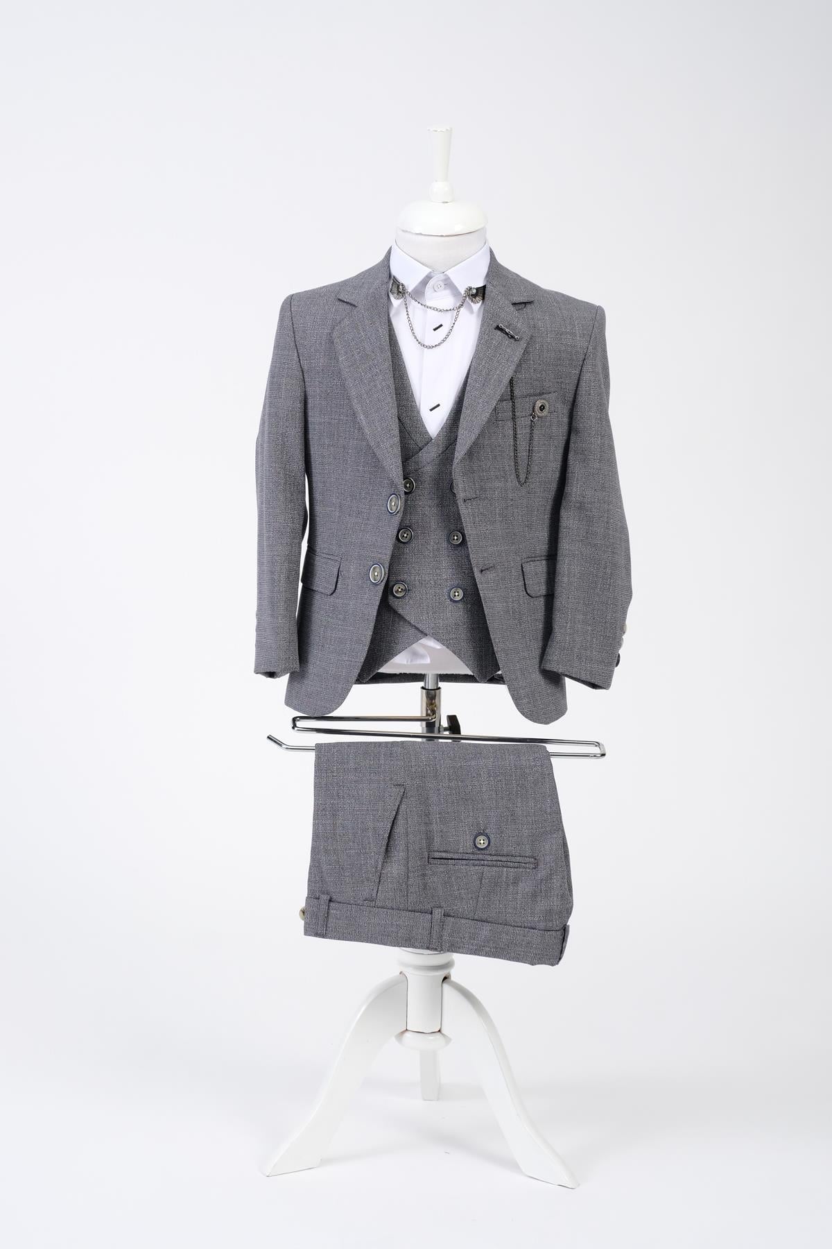 Doctor Junior Slim Fit Erkek Çocuk Zincir Detay Takım Elbise