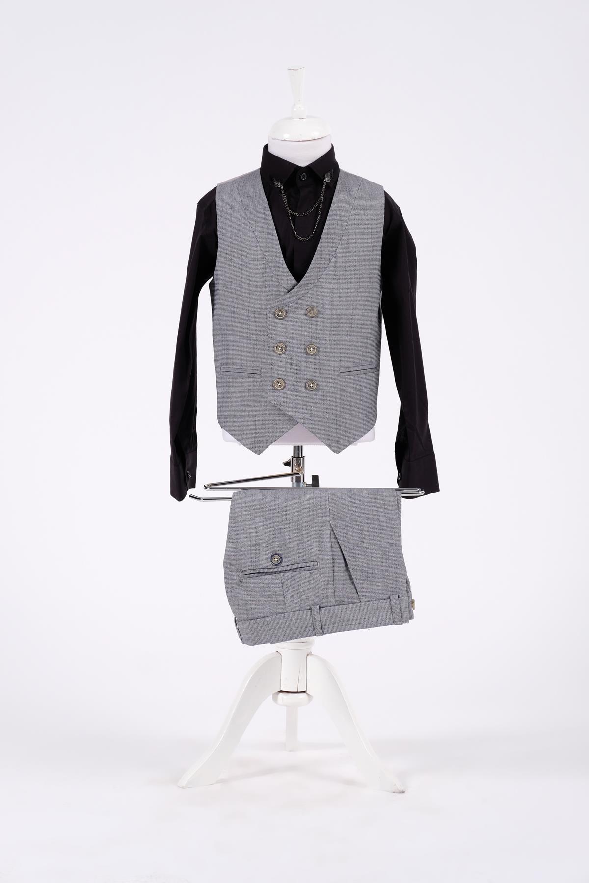 Doctor Junior Slim Fit Erkek Çocuk Zincir Detay Takım Elbise