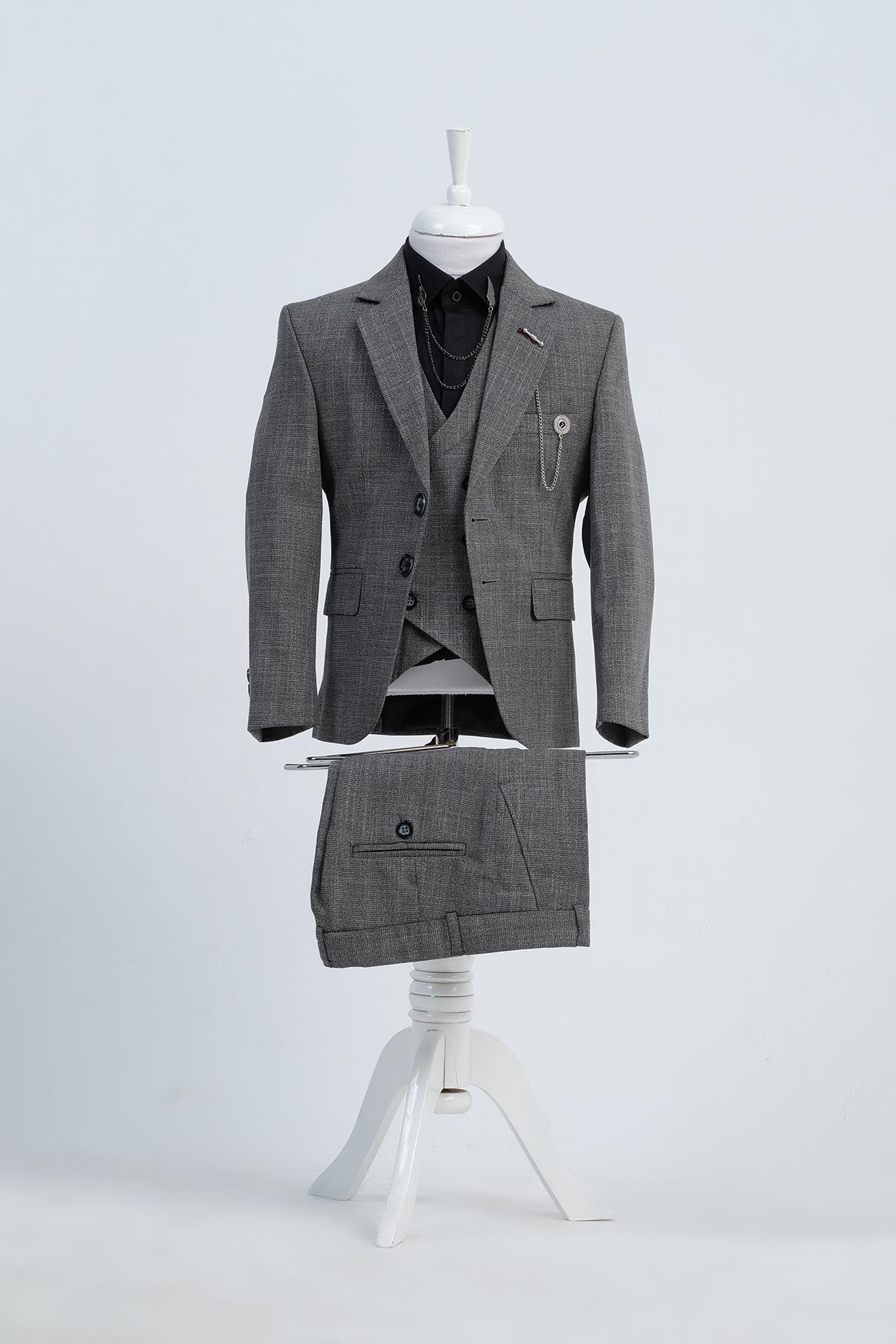 Doctor Junior Slim Fit Erkek Çocuk Zincir Detay Takım Elbise