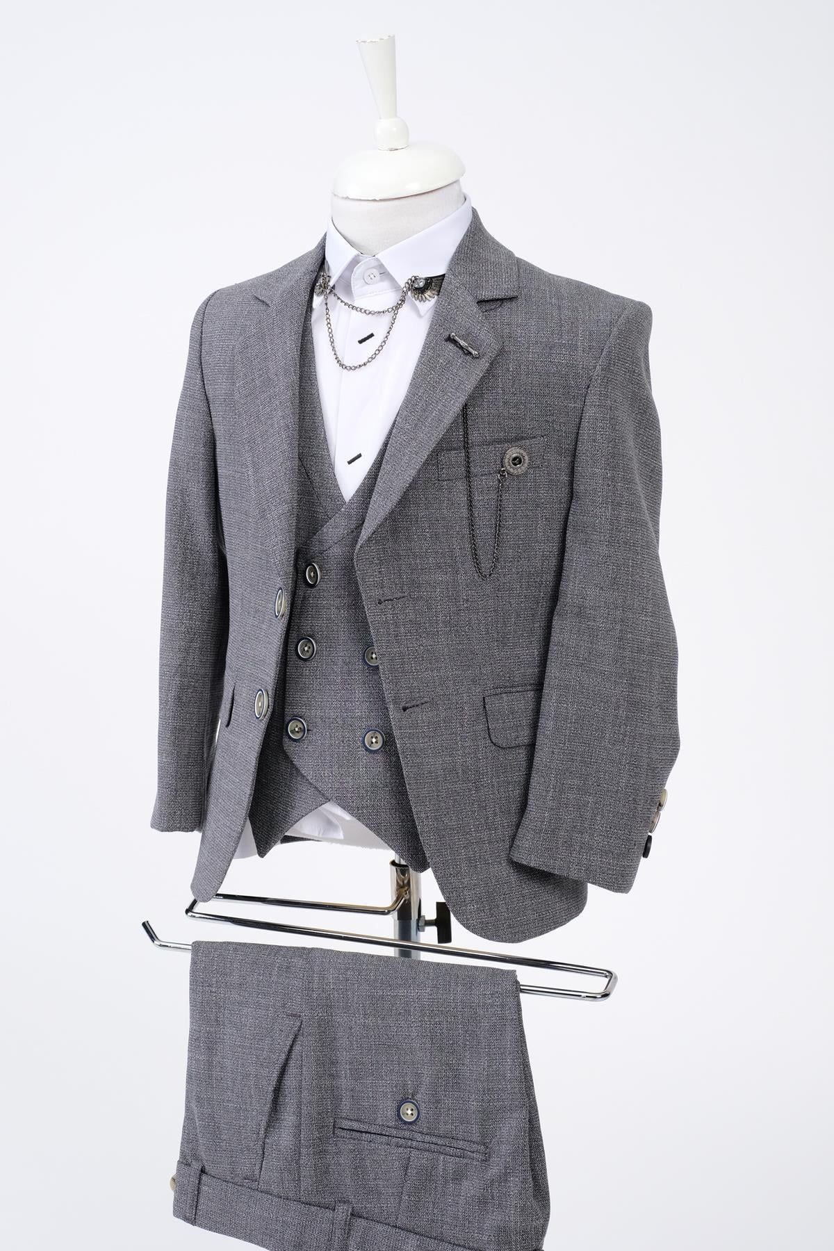 Doctor Junior Slim Fit Erkek Çocuk Zincir Detay Takım Elbise