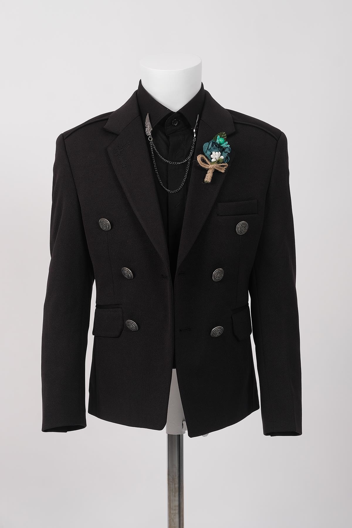 doctor junior slim fit kruvaze erkek çocuk  ceket 