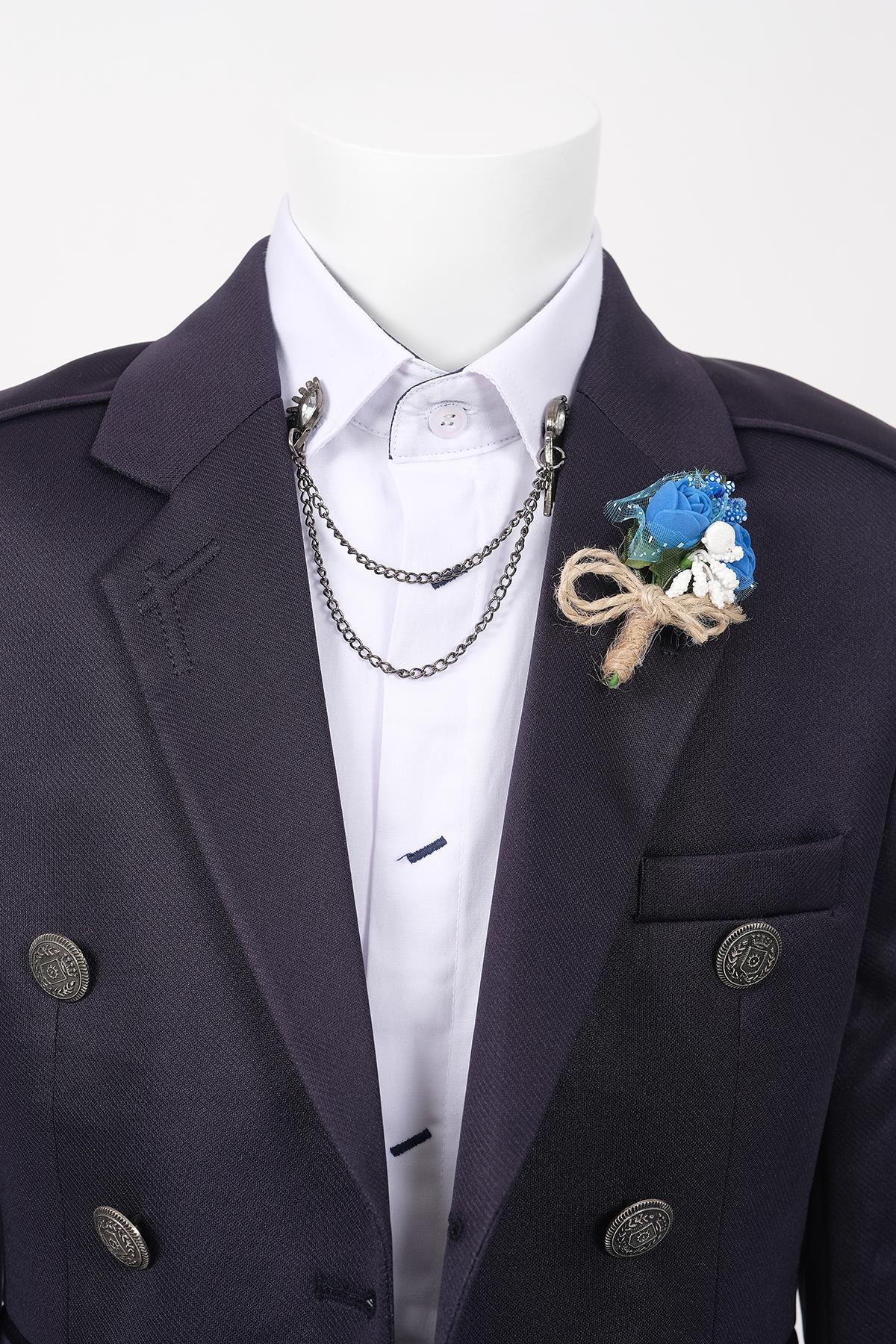 doctor junior slim fit kruvaze erkek çocuk  ceket 
