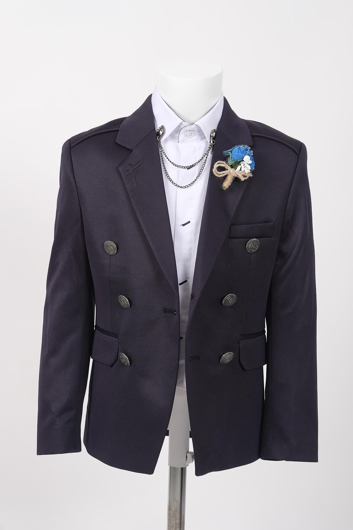 doctor junior slim fit kruvaze erkek çocuk  ceket 