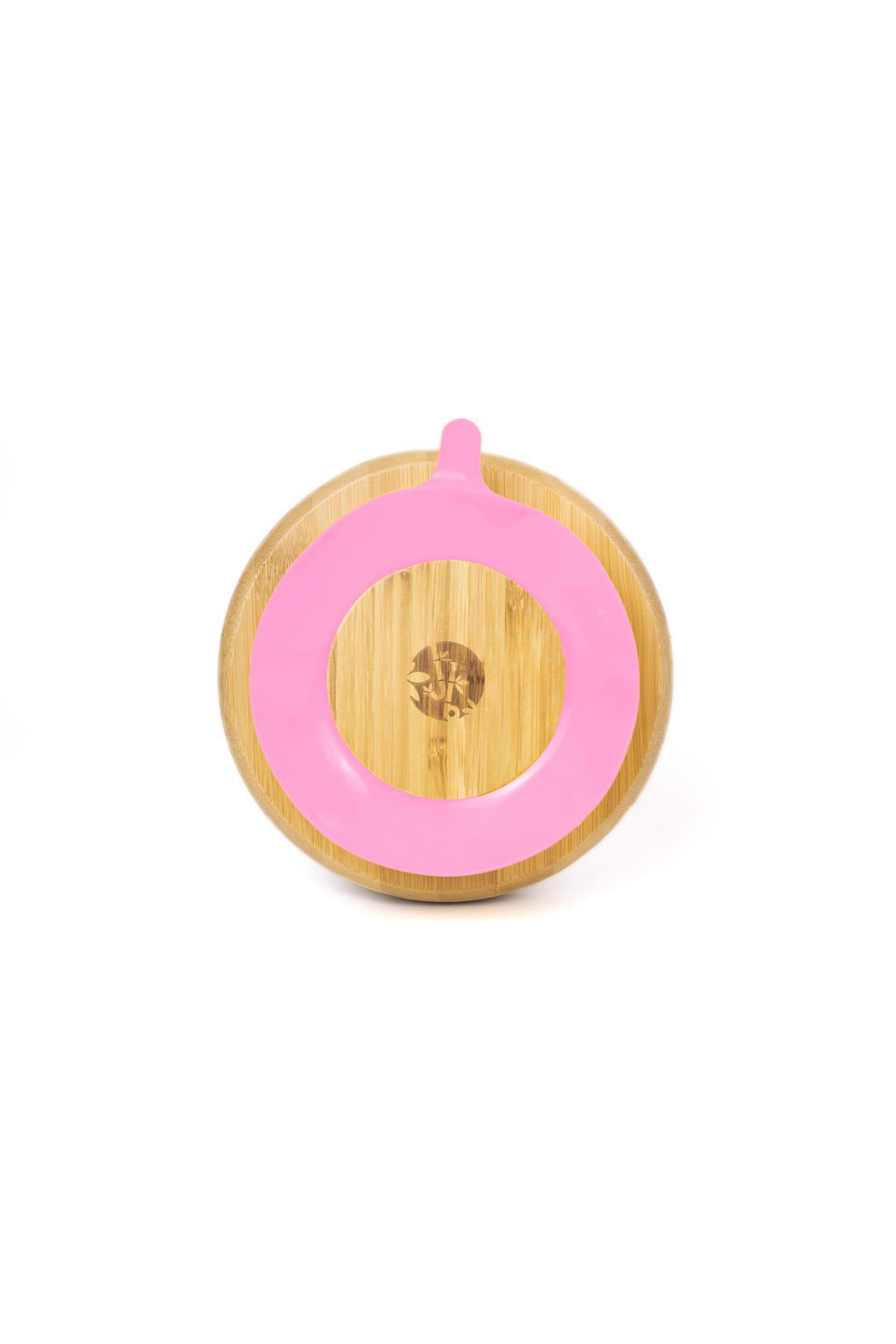 jellyboon bambu yuvarlak vakumlu tabak (pembe)