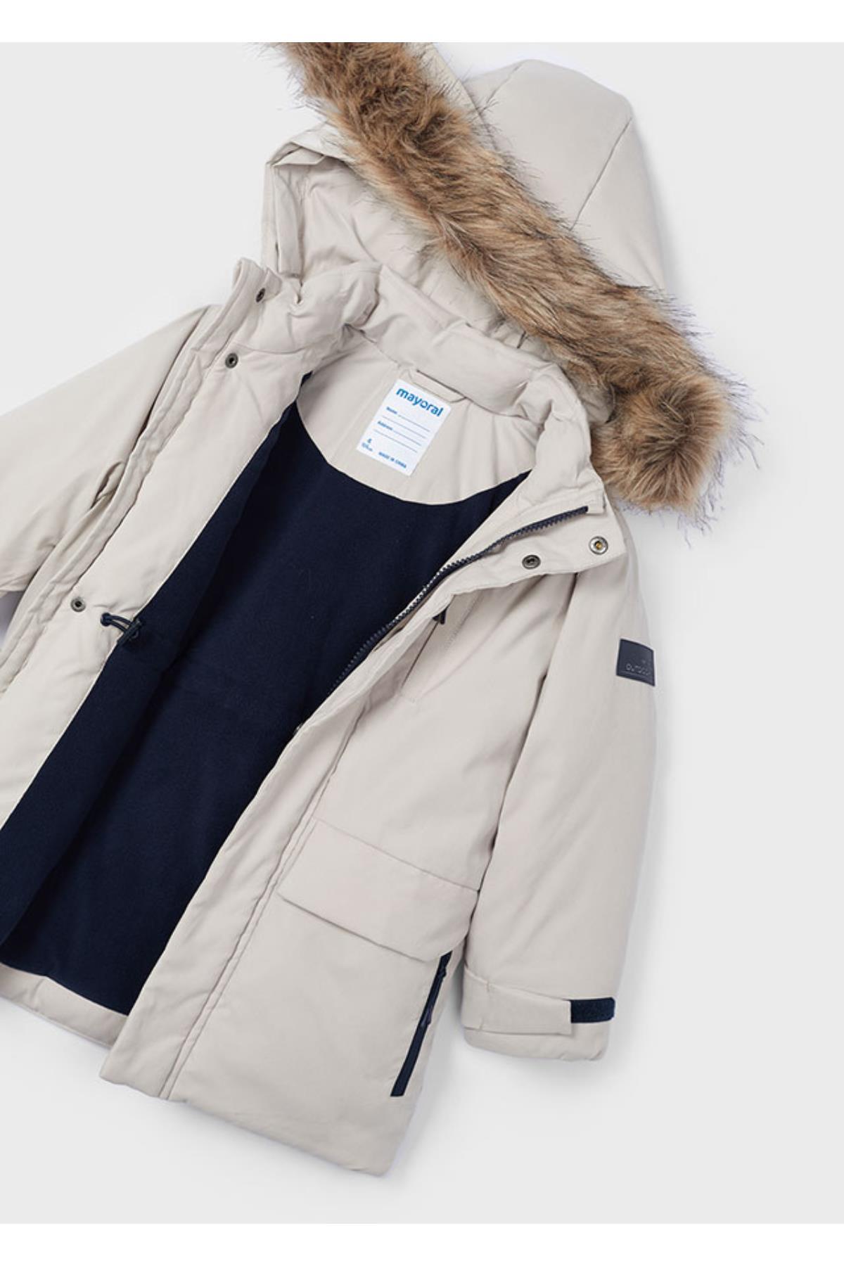 mayoral yakası kürklü erkek çocuk parka 