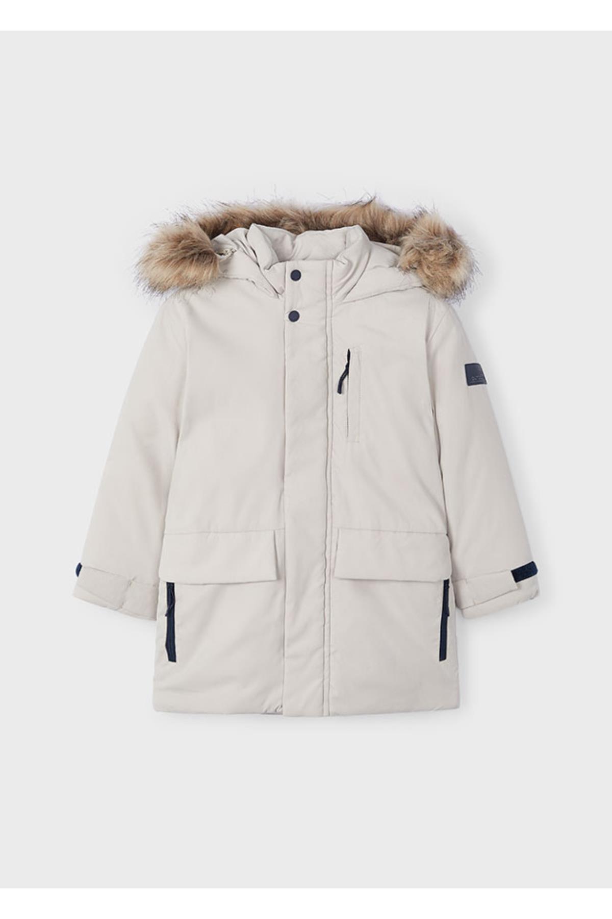 mayoral yakası kürklü erkek çocuk parka 