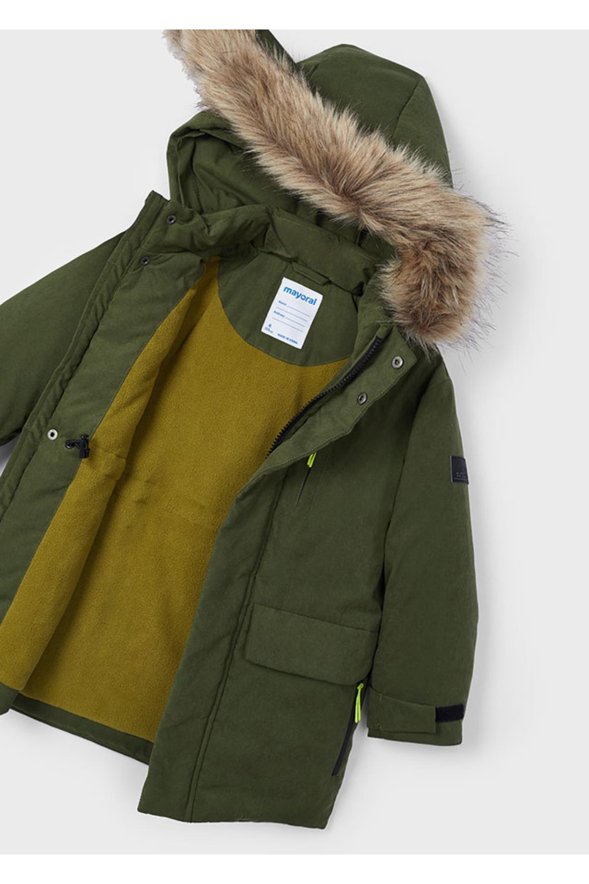 mayoral yakası kürklü erkek çocuk parka 