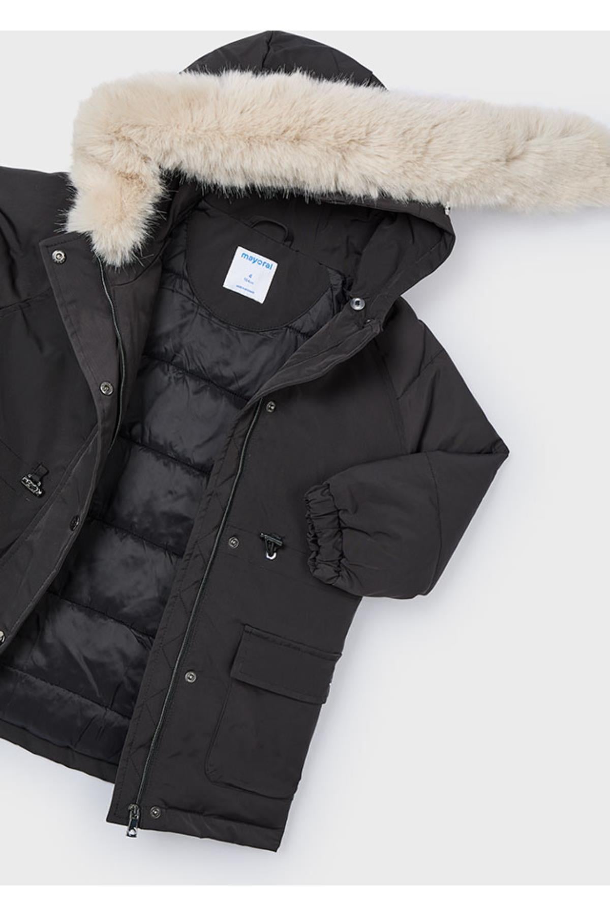 mayoral yakası kürklü kız çocuk parka 