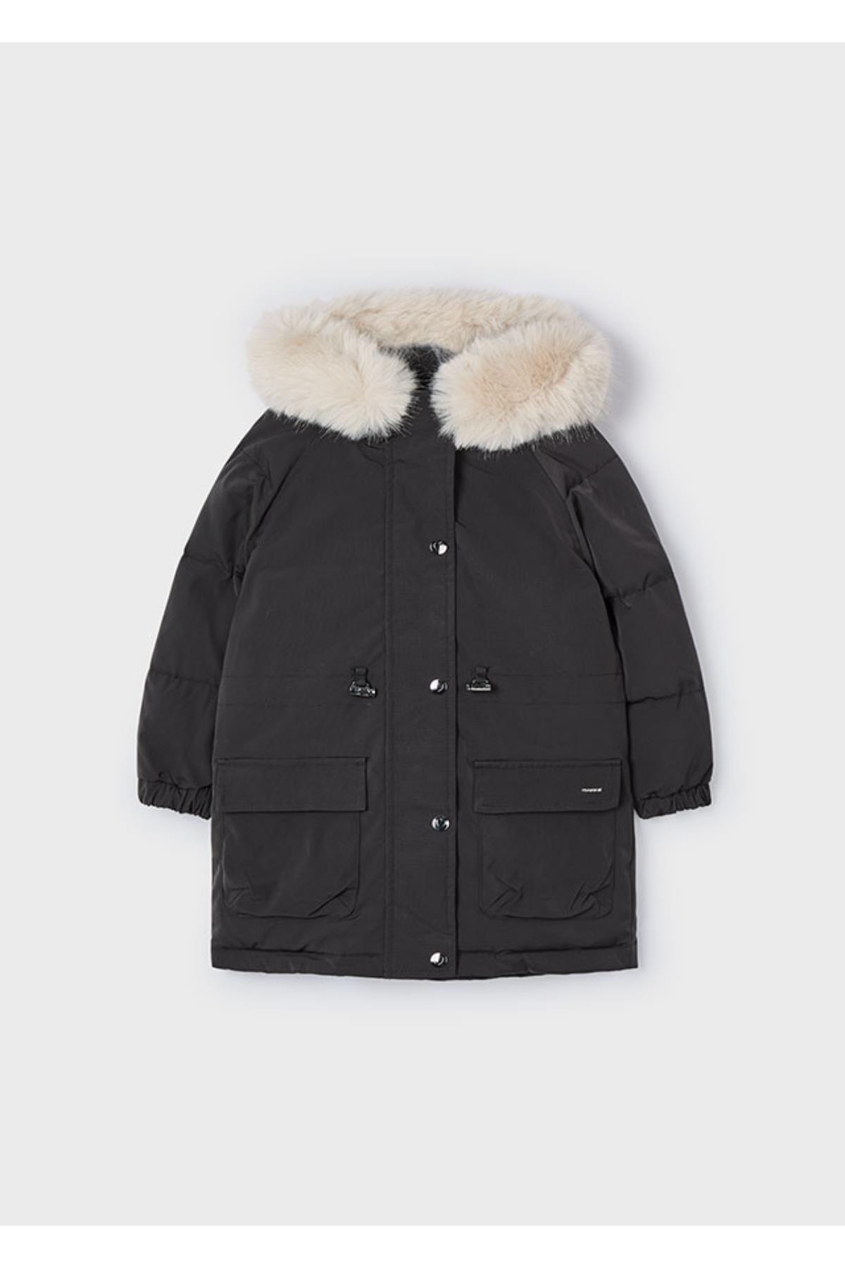 mayoral yakası kürklü kız çocuk parka 