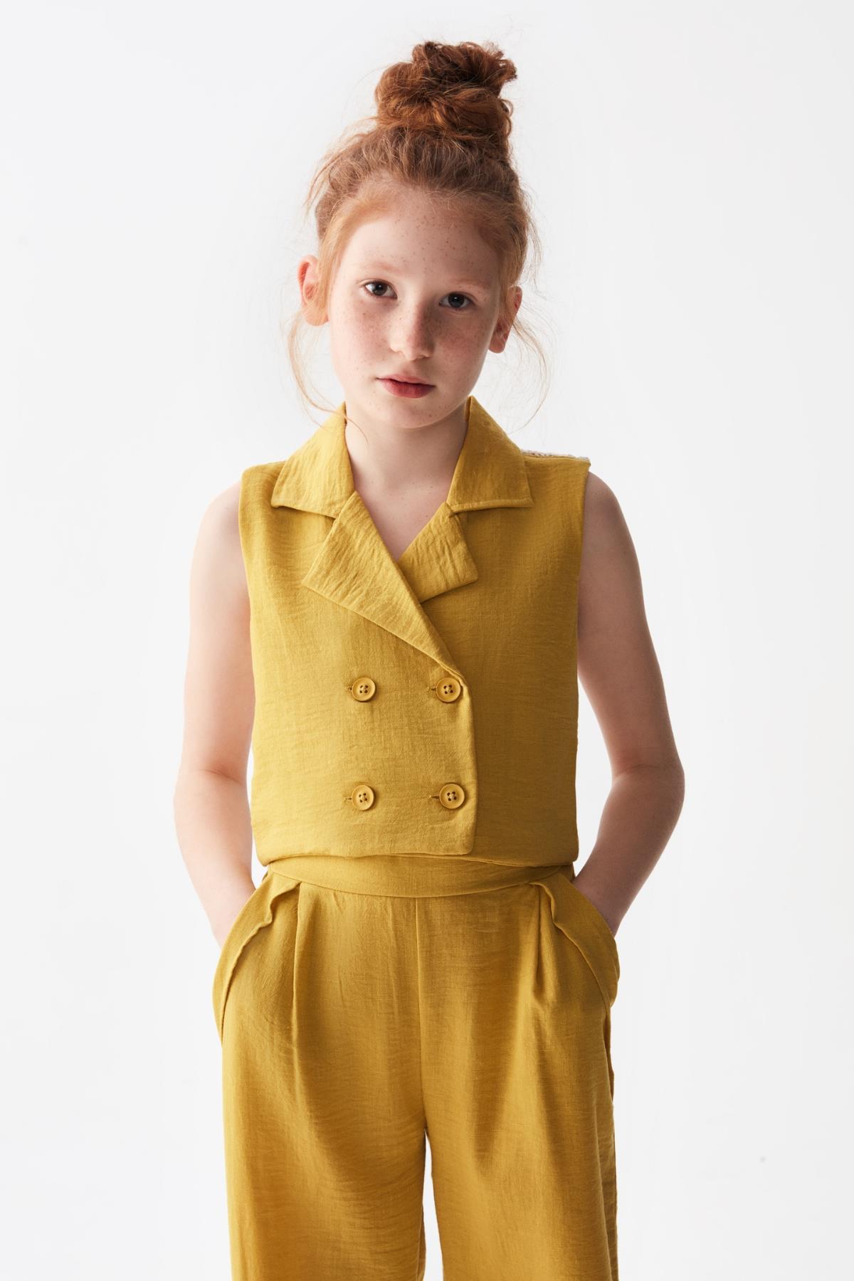 nk kids olive 2'li kız çocuk pantolonlu takım 