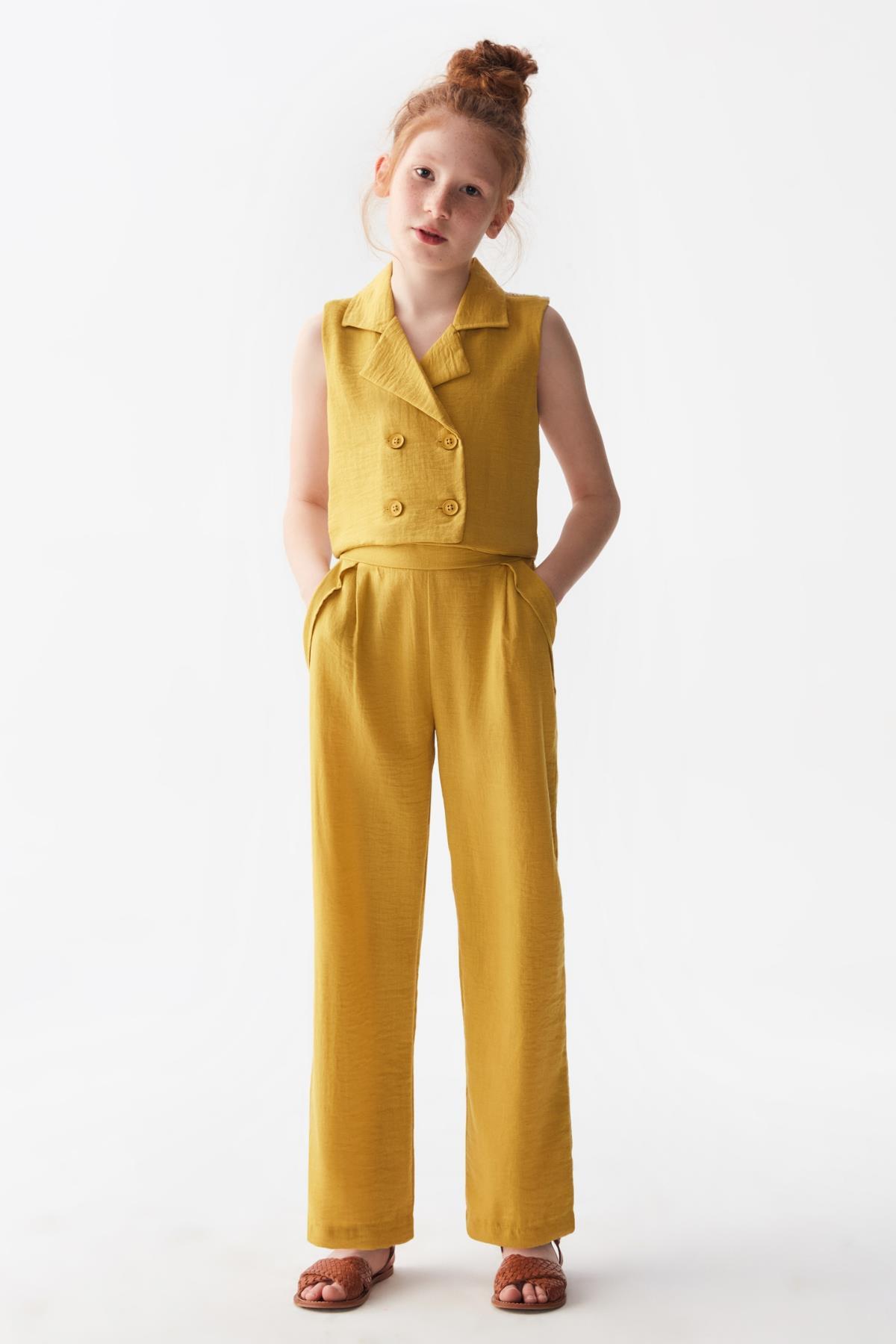 nk kids olive 2'li kız çocuk pantolonlu takım 