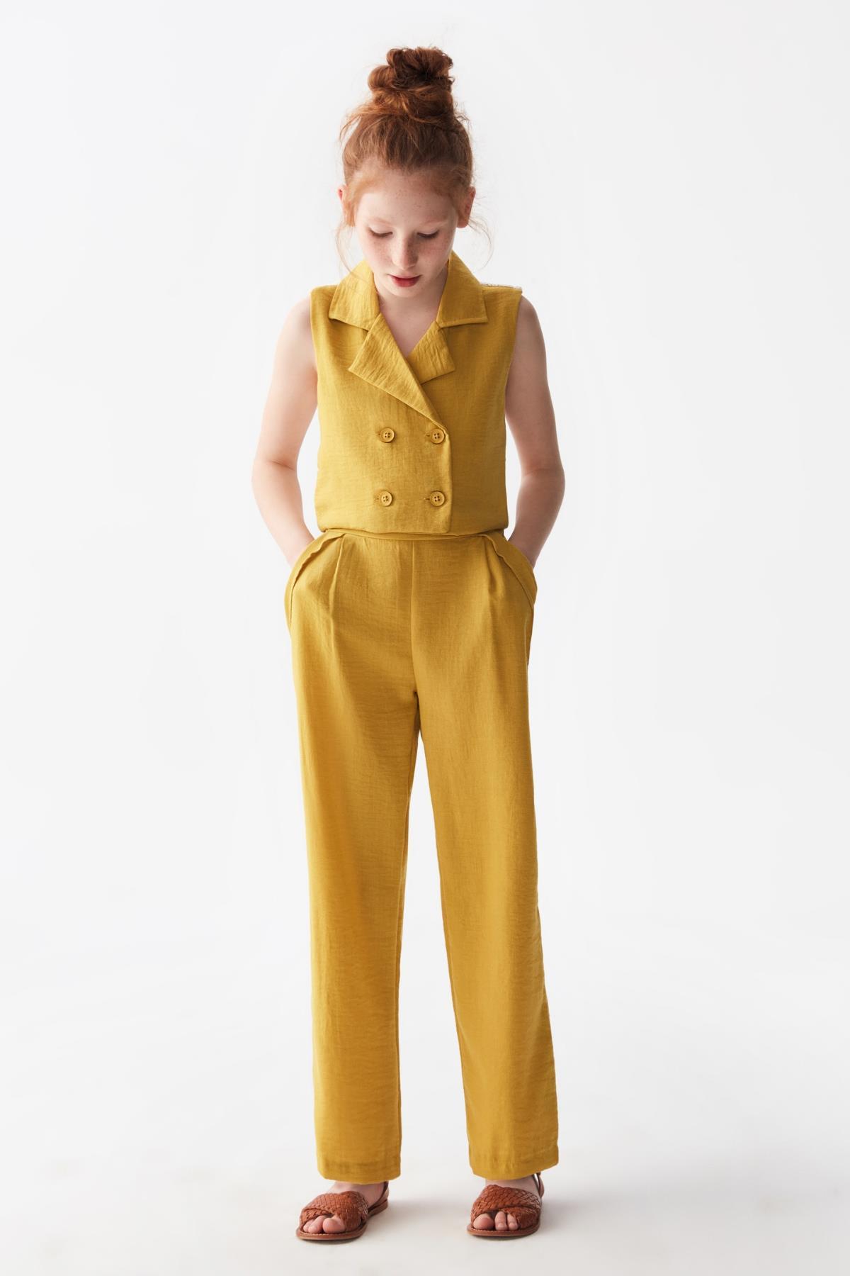 nk kids olive 2'li kız çocuk pantolonlu takım 