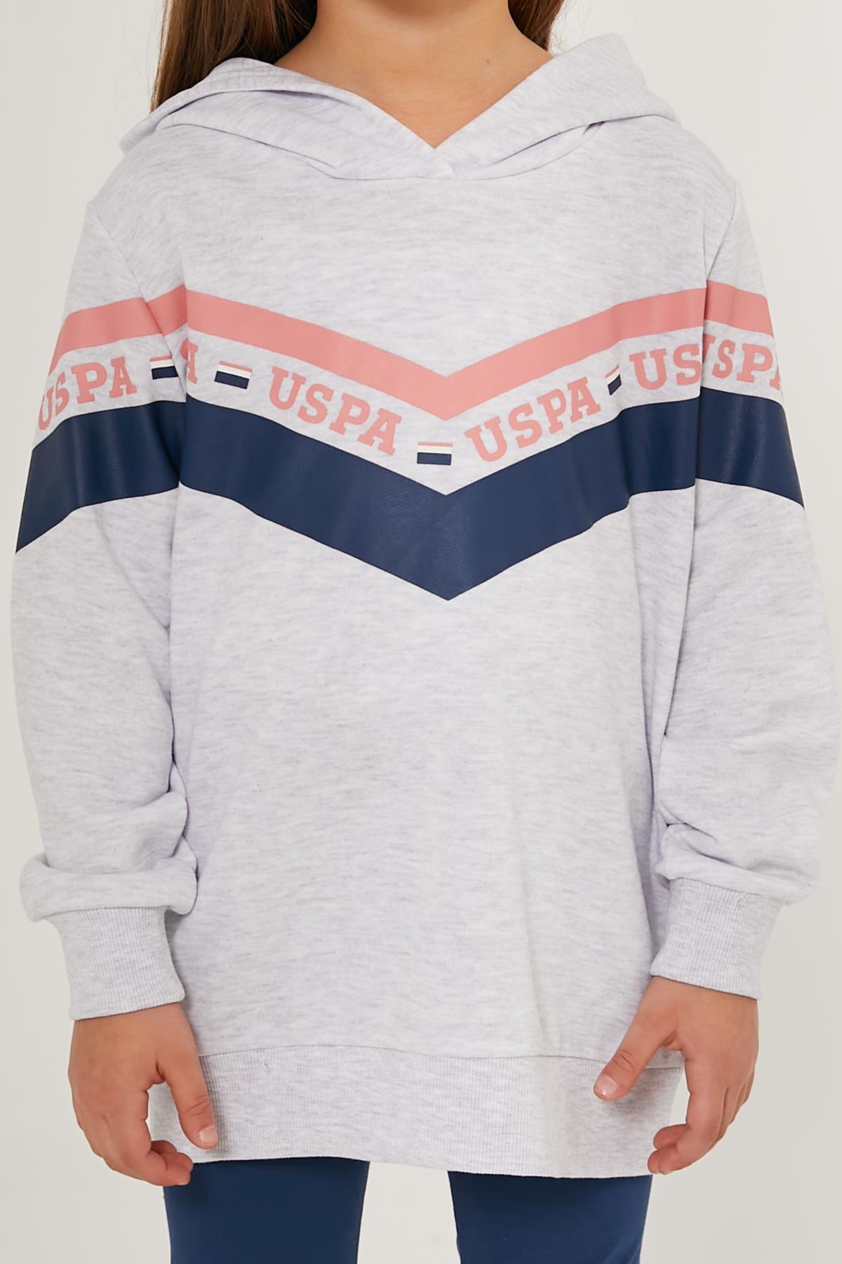 u.s. polo assn. kız çocuk kapüşonlu eşofman takımı