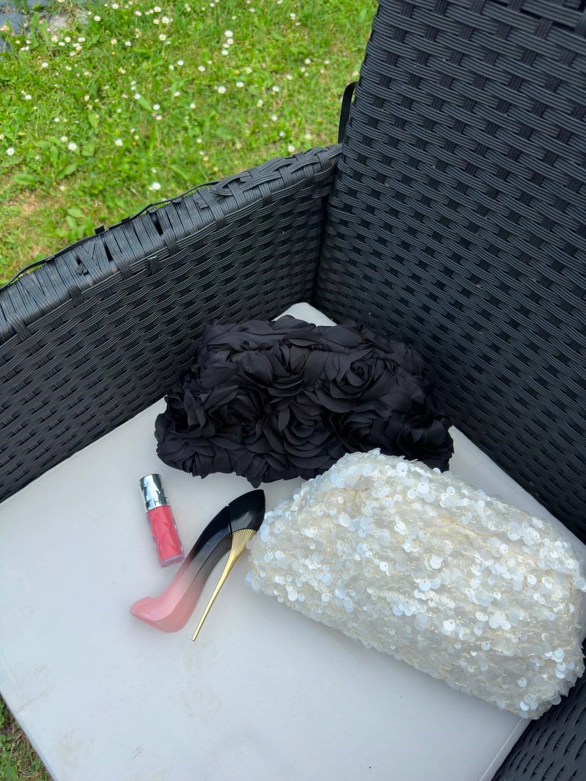 Beyaz Payet Clutch Çanta