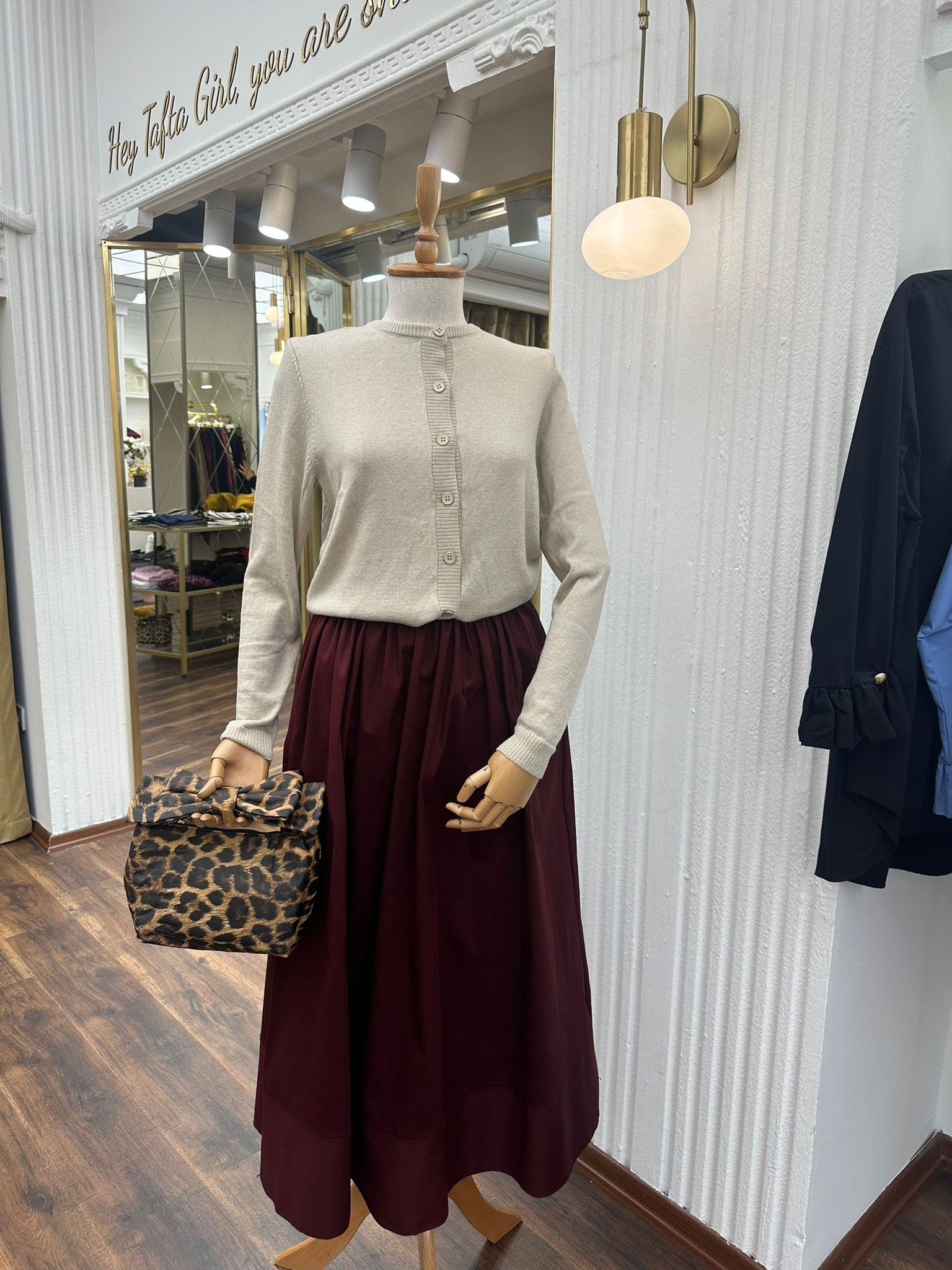 Düğmeli Triko Hırka Krem