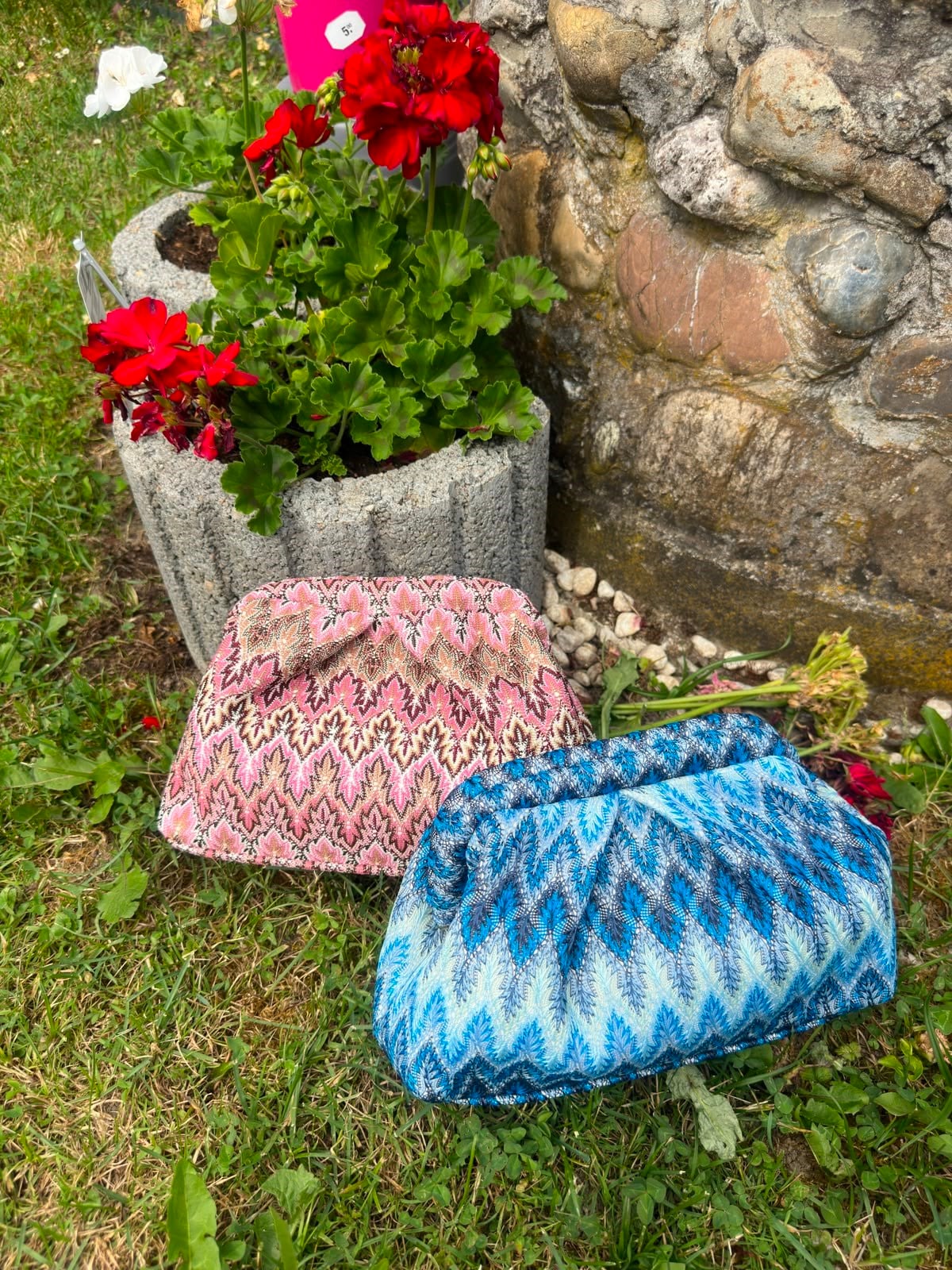 Mavi Etnik Desen Clutch Çanta