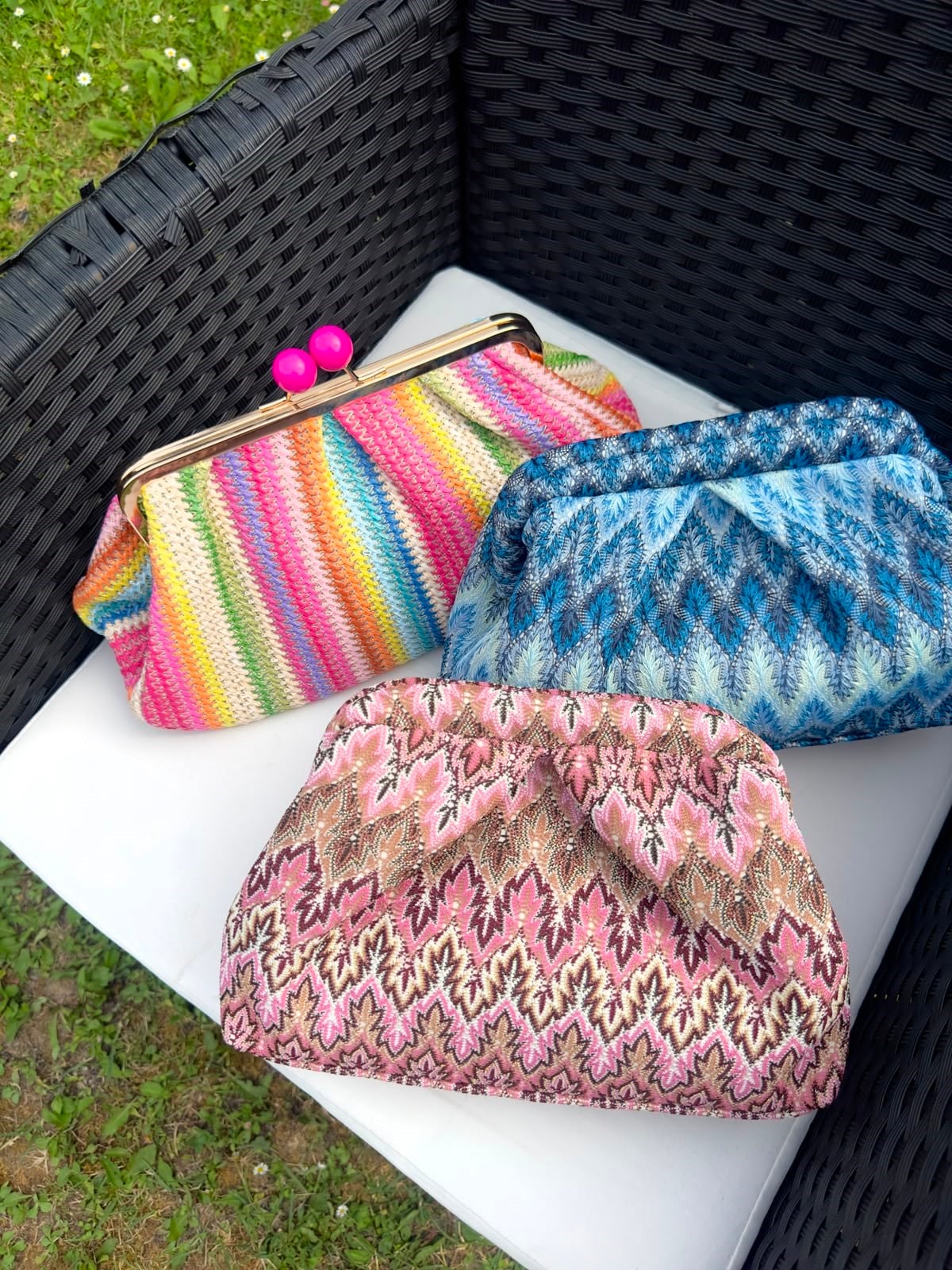 Renkli Hasır Clutch Çanta