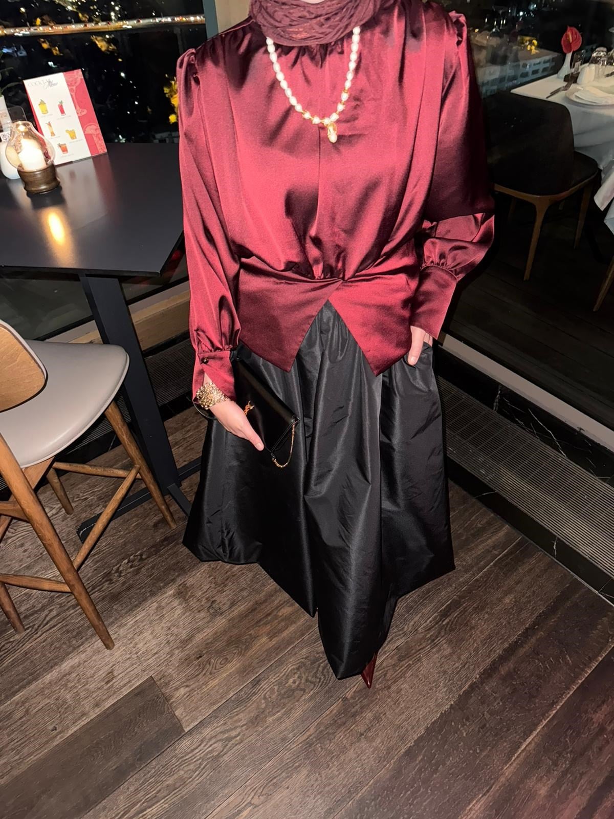 Tafta Balon Etek Siyah