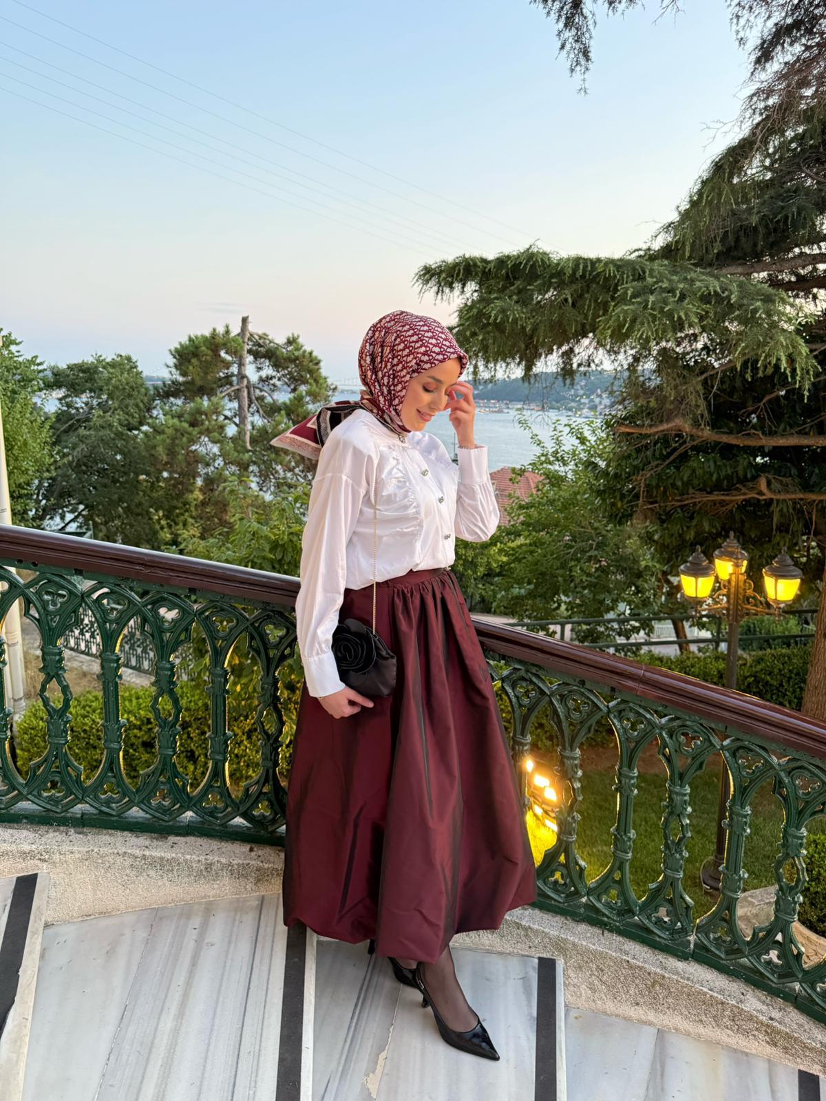 Tafta Balon Etek Vişne