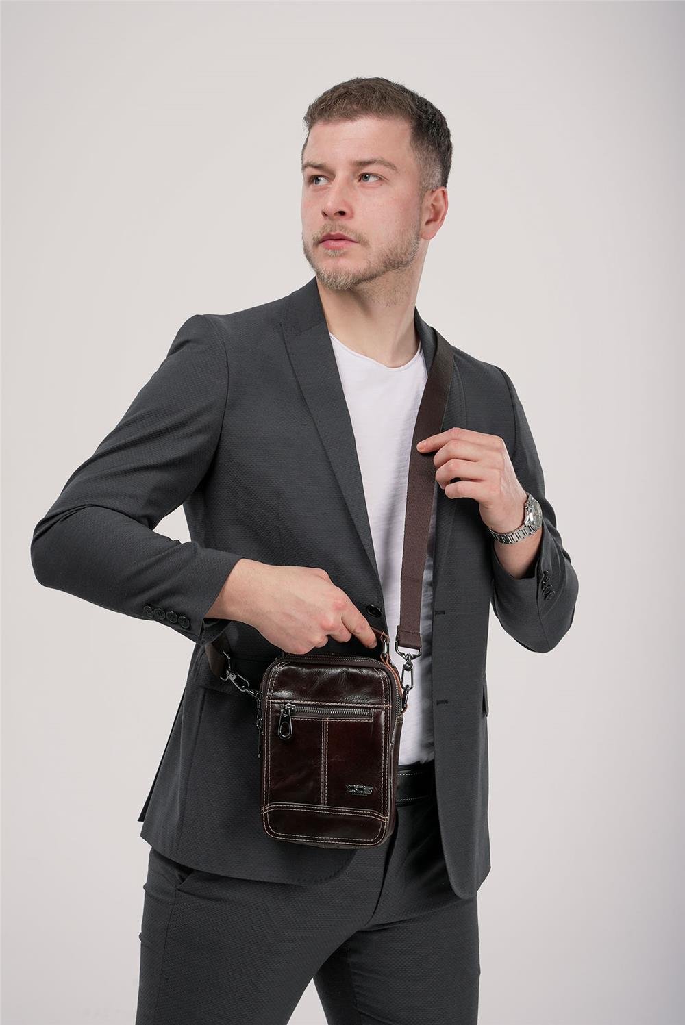 ÇÇS 31609 Hakiki Deri Askılı Çanta