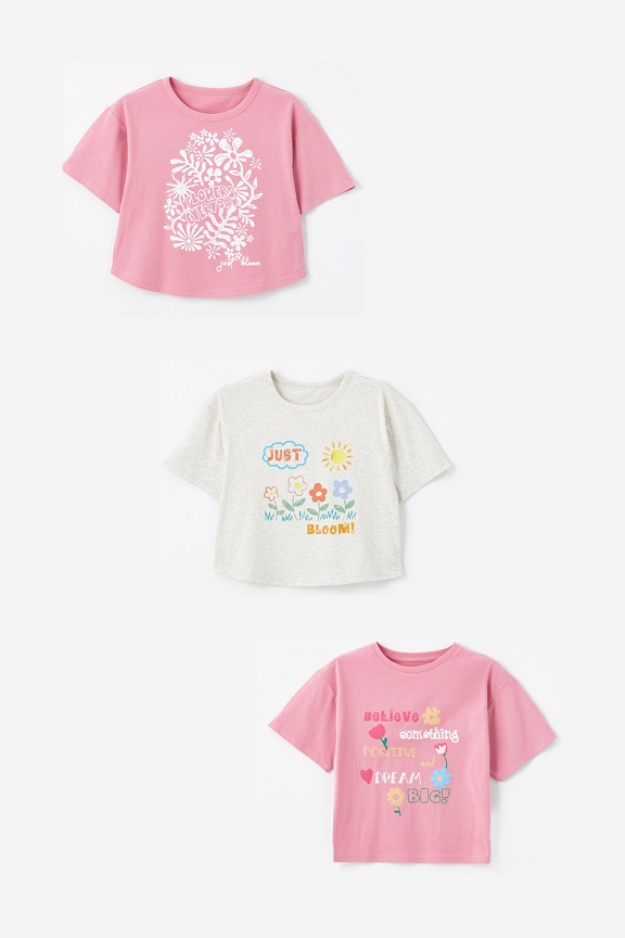 3' lü Set - Örme Baskı Detaylı Tshirt Set 2