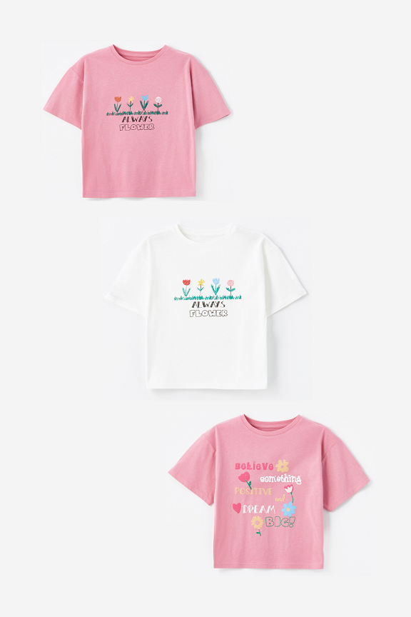 3' lü Set - Örme Baskı Detaylı Tshirt Set 6