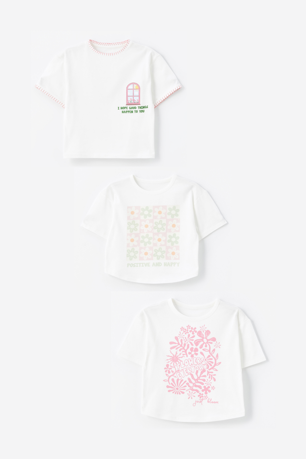 3' lü Set - Örme Baskı Detaylı Tshirt Set 8