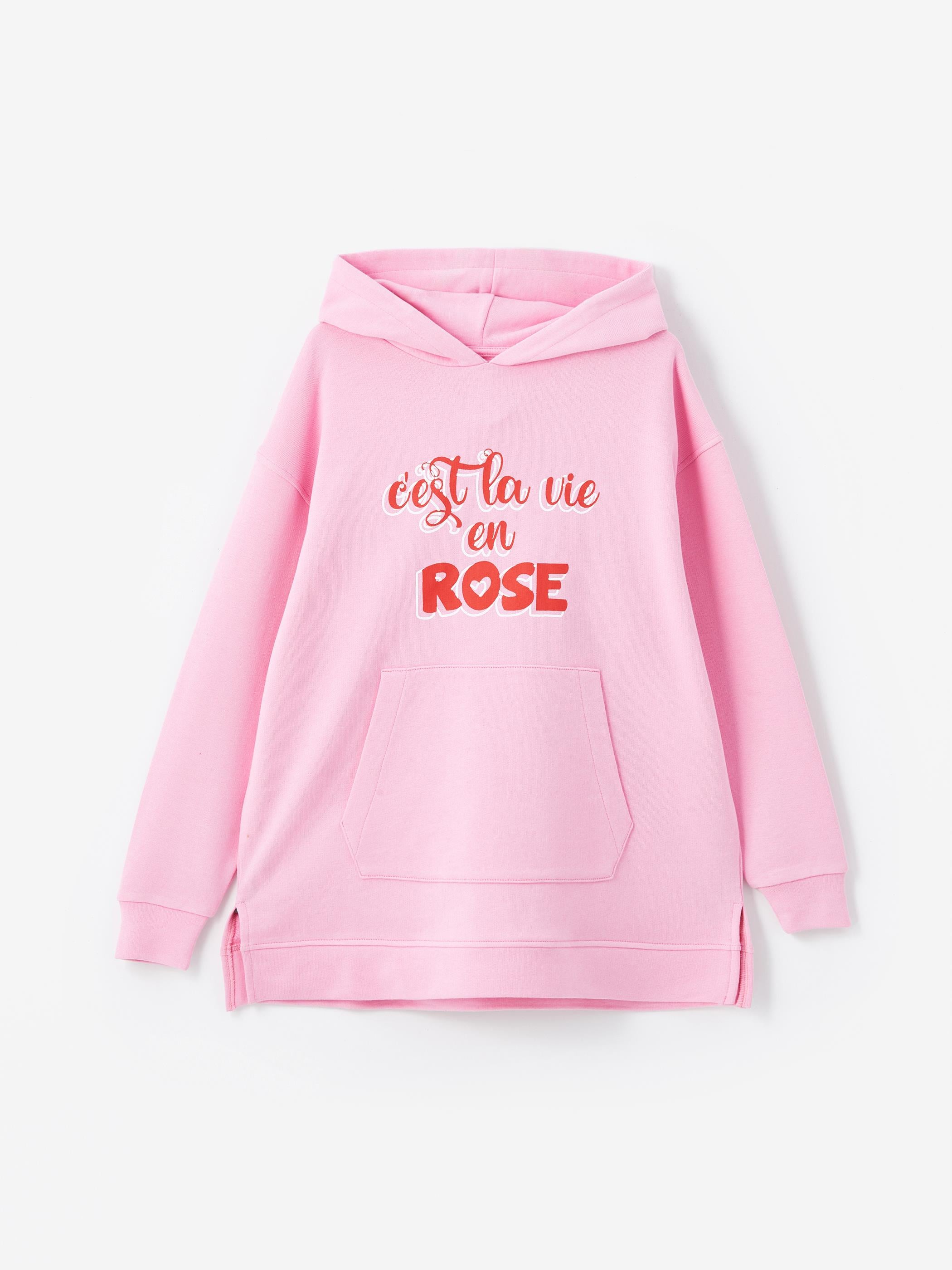 Campinas - Örme Baskı Detaylı Sweatshirt - Pembe Renk