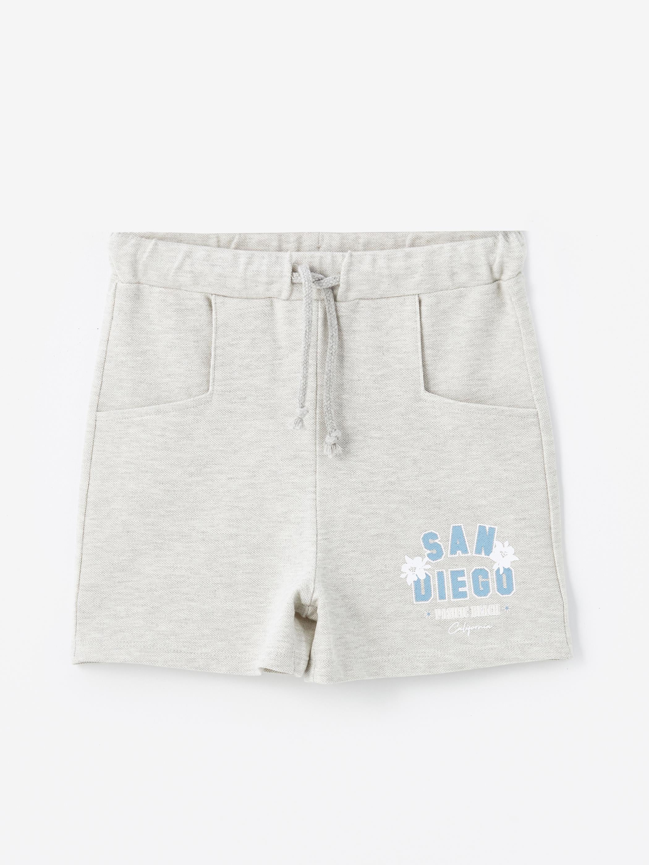 Santos - Örme Baskılı Şort - Gri