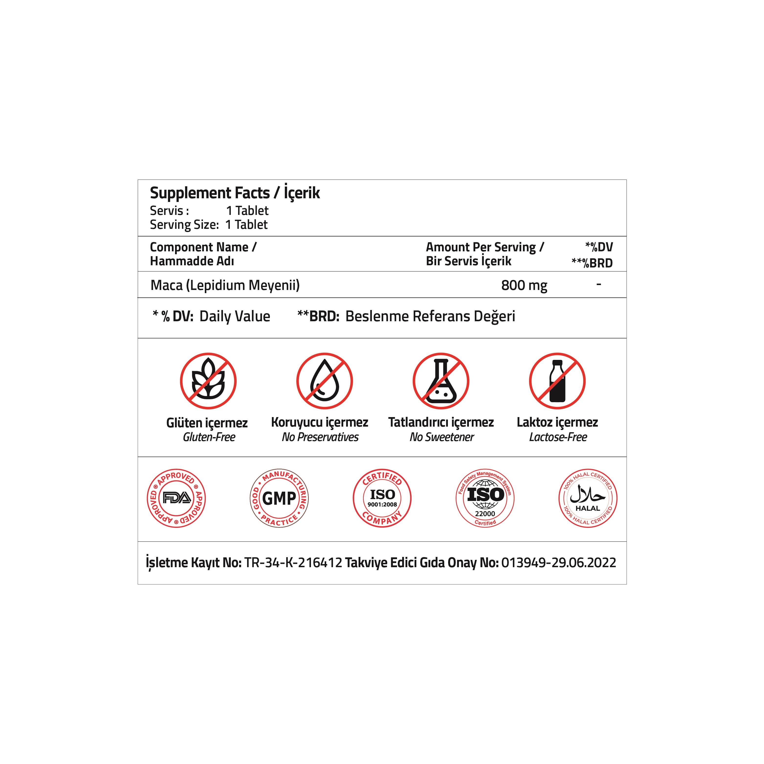 Maca 800 Mg Tablet