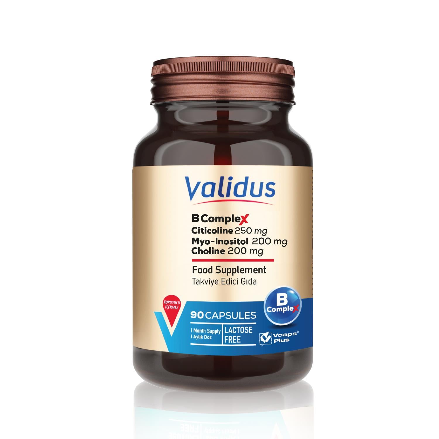 Validus B Complex + Citicoline 250 mg + Myo-Inositol 200 mg + Choline 200 mg 90 Capsules