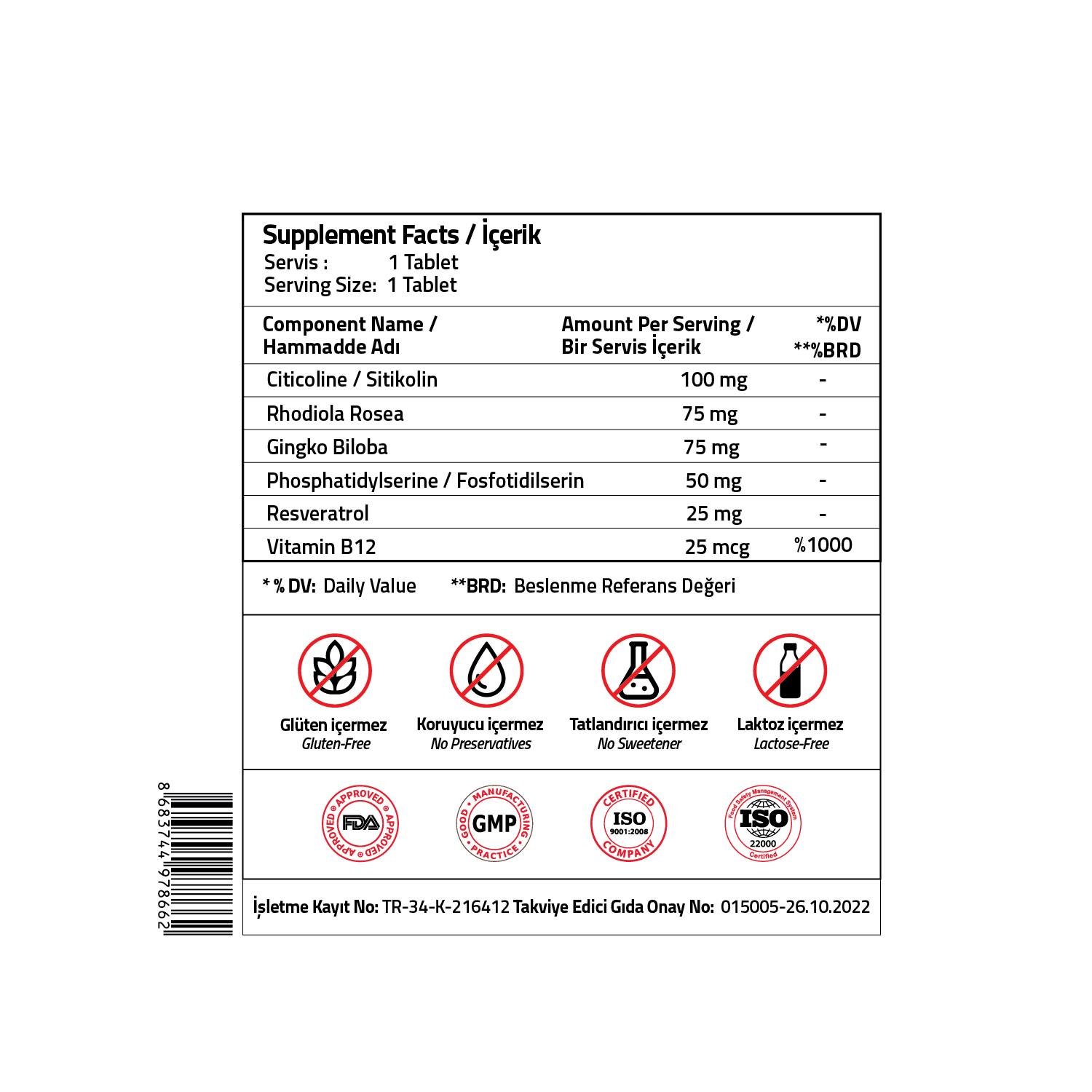 Validus Citicoline 100 mg 30 Tablet 
