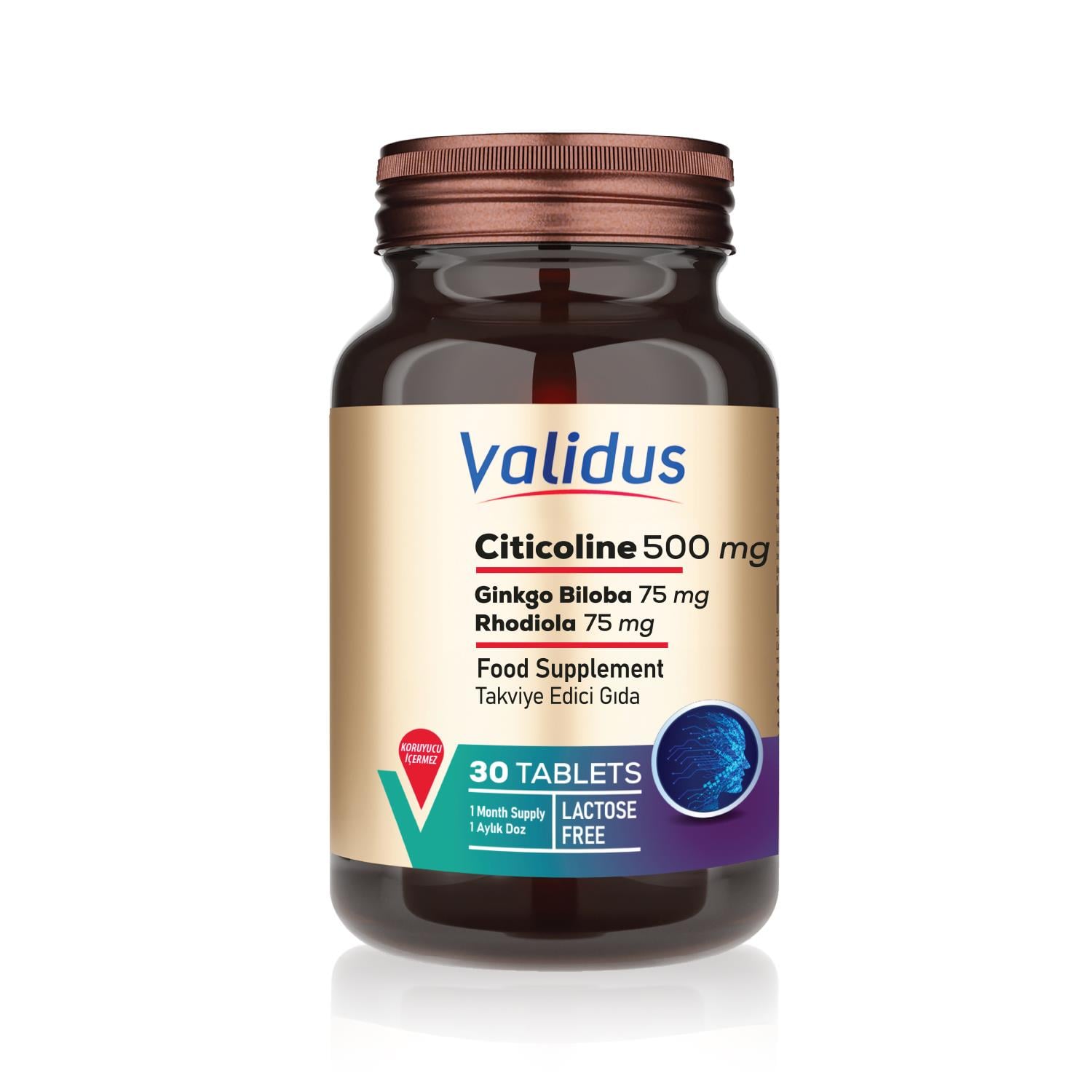 Validus Citicoline 500 mg 30 Tablets 
