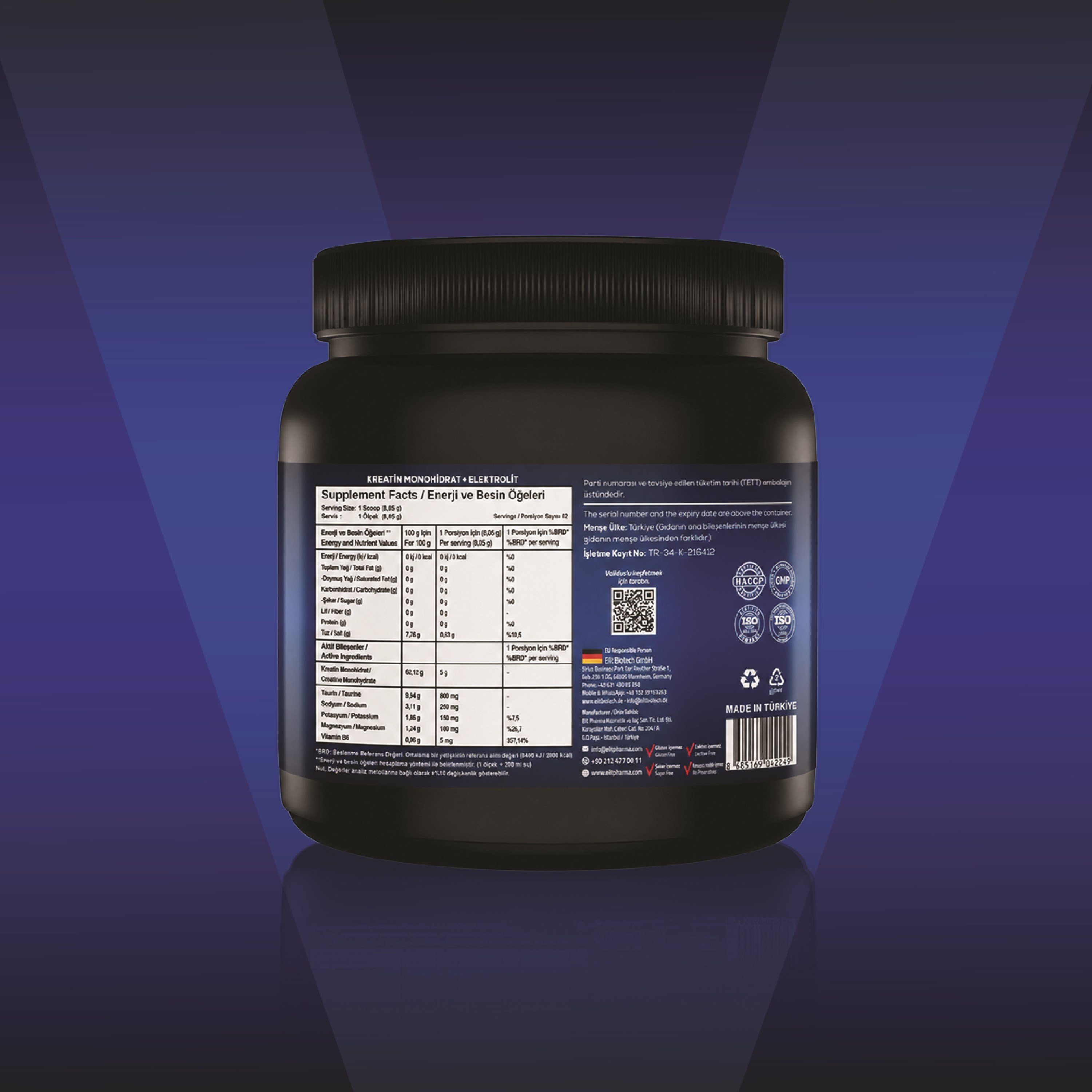 Validus Creatin Monohydrate + Electrolyte 500g