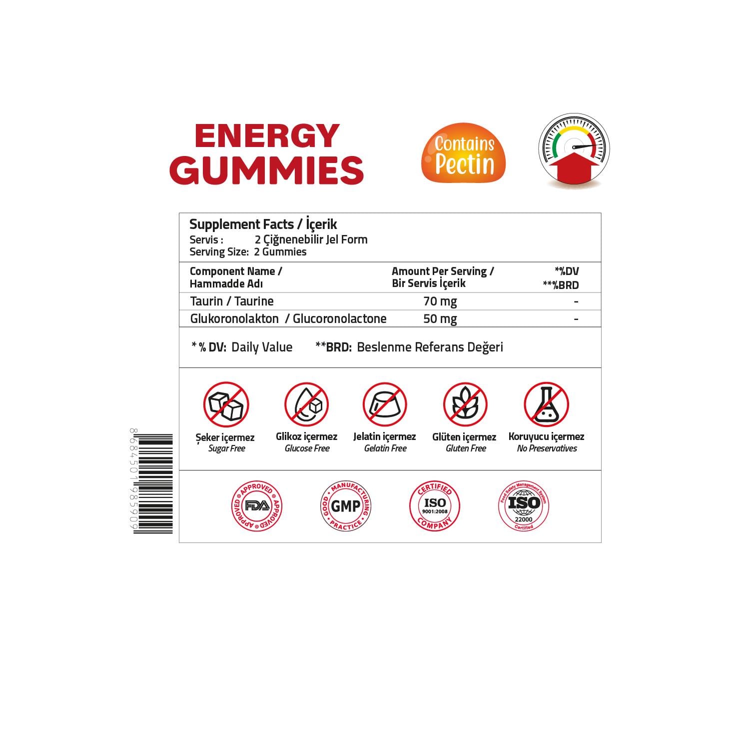 Validus Energy Taurine + Glucoronolactone 120 Gummies