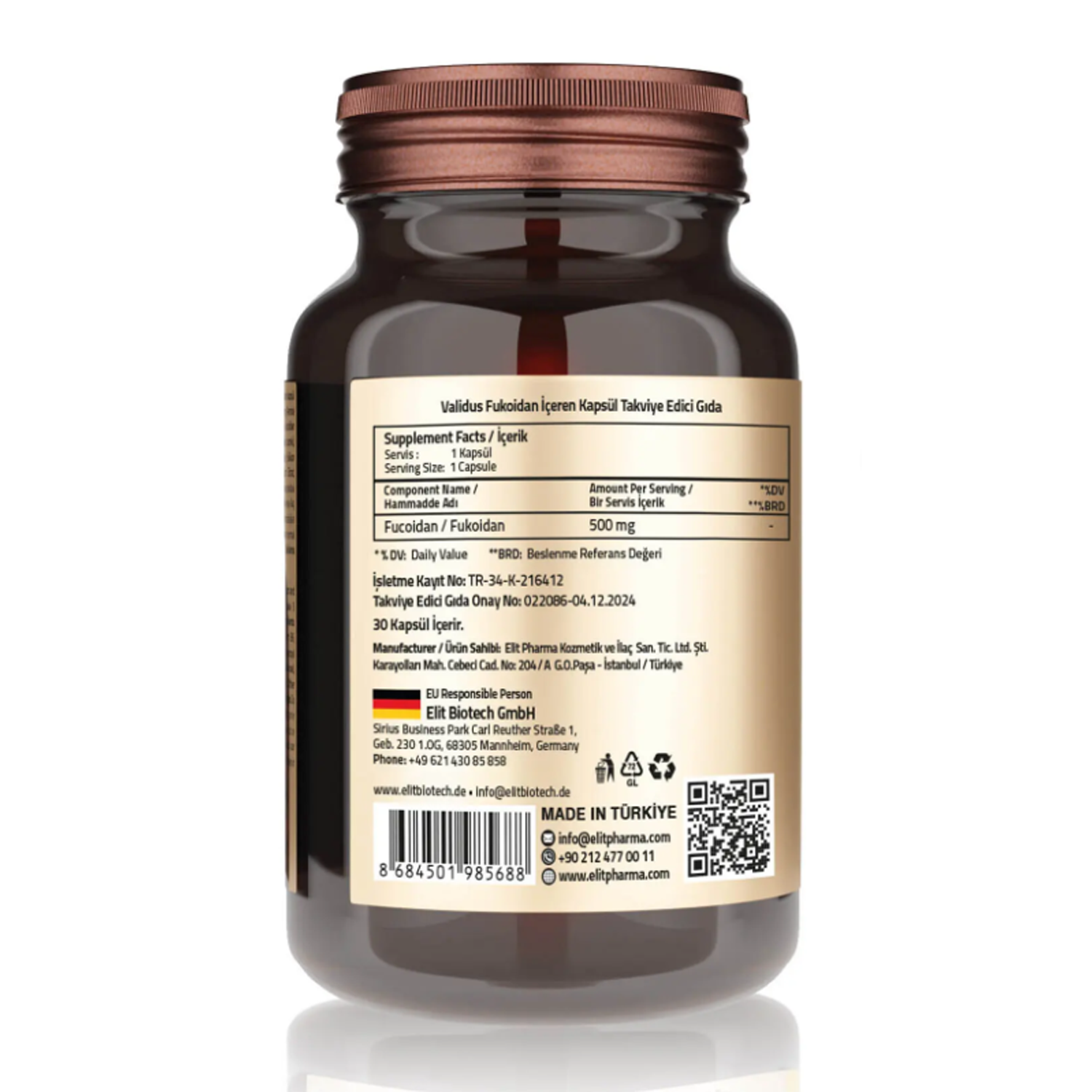 Validus Fucoidan 500 mg 30 Capsules