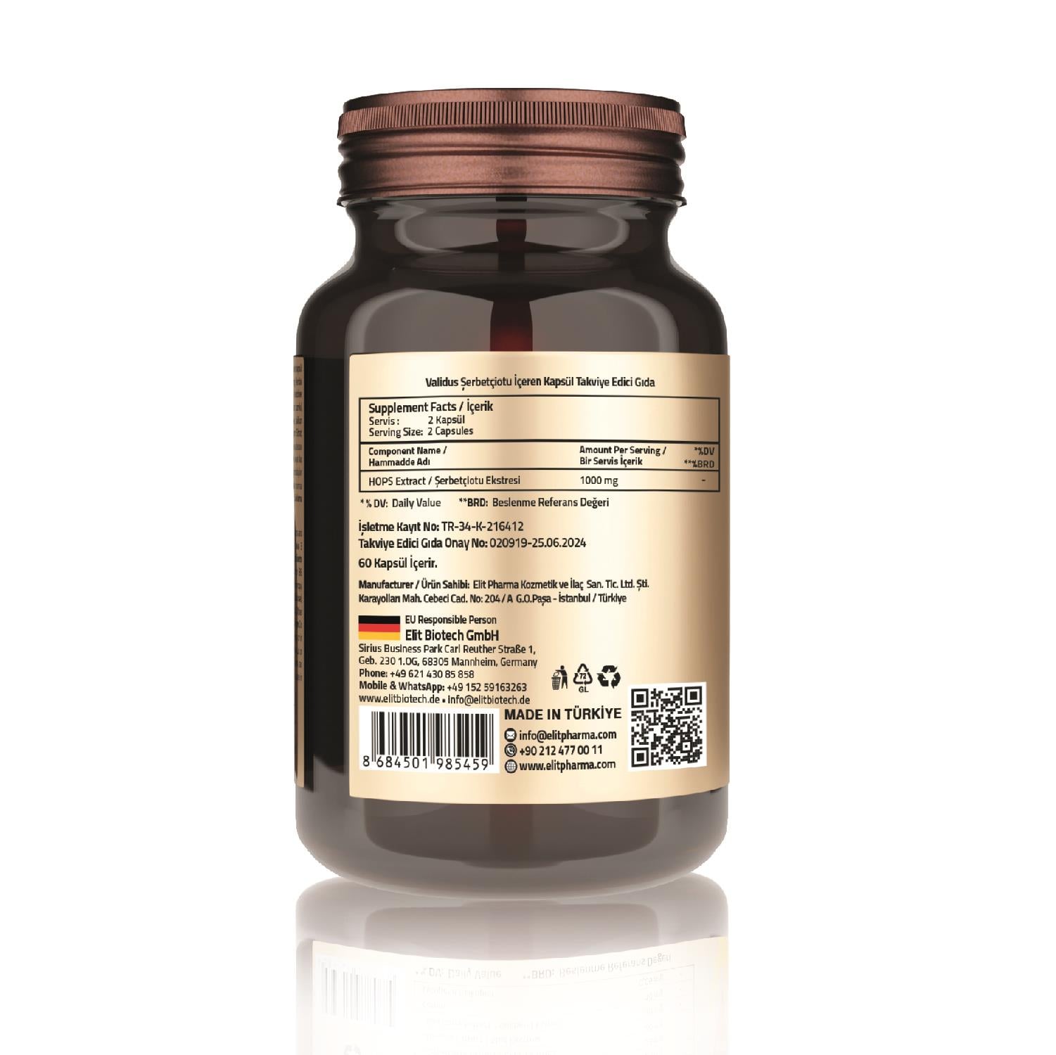 Validus Humulus Lupulus (HOPS) 1000 mg 60 Capsules