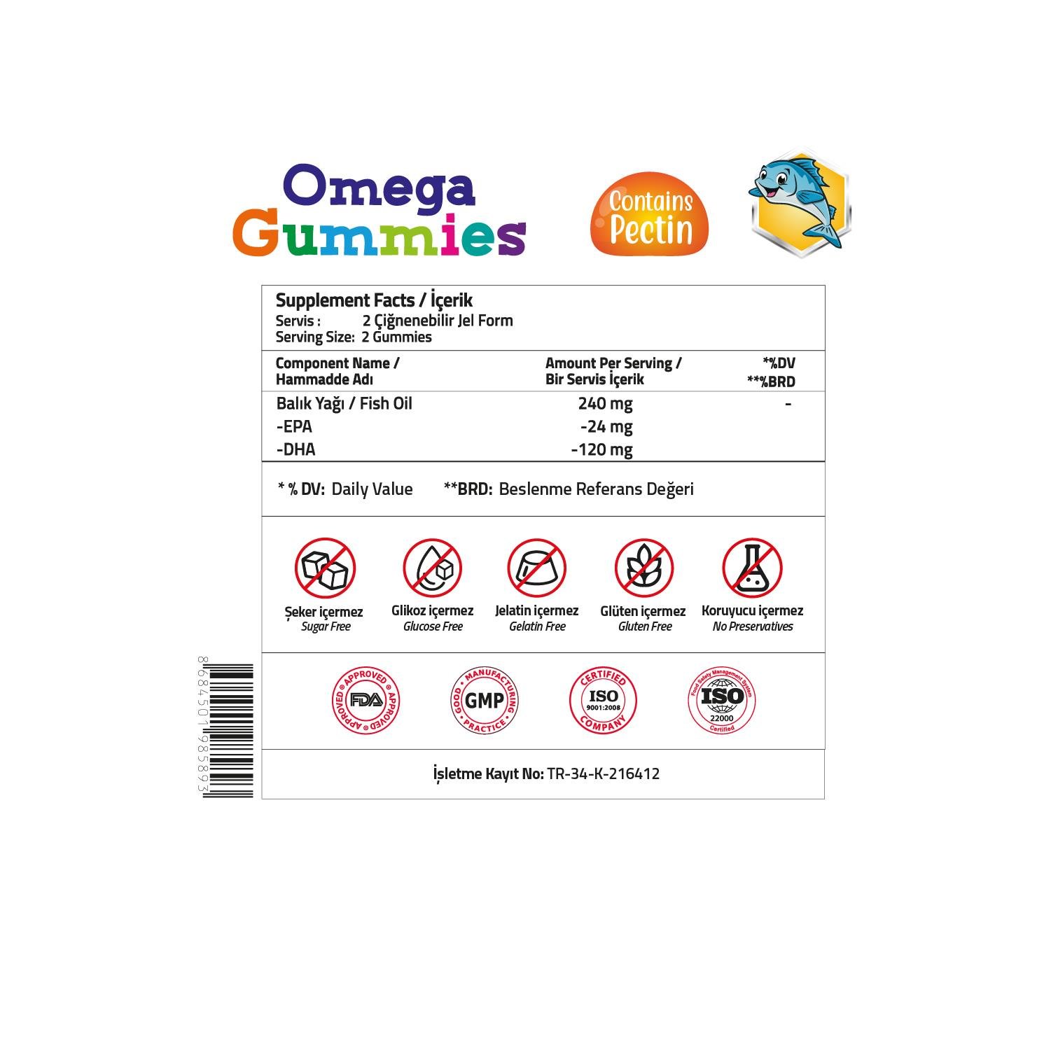 Validus Kids Omega 3 EPA 24 DHA 120 60 Gummies