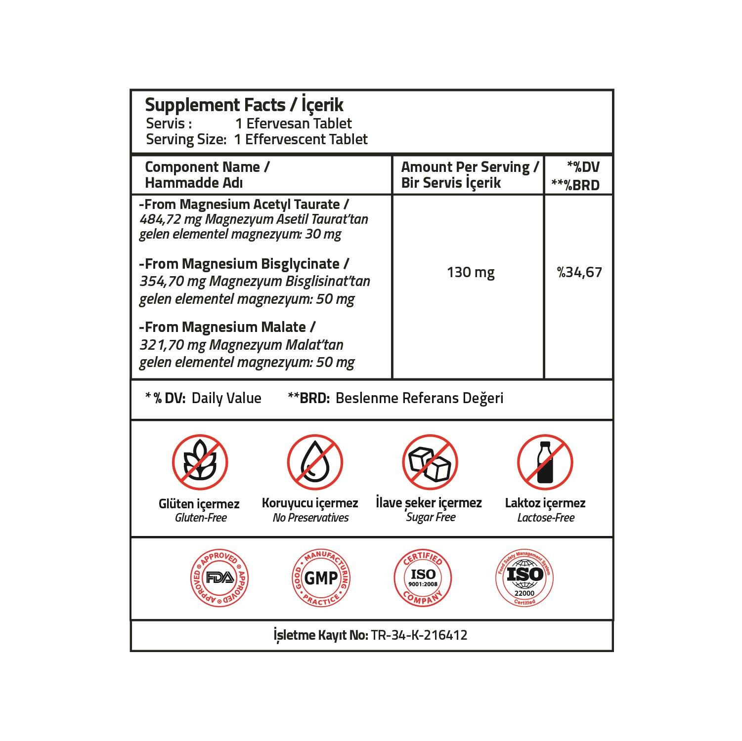 Validus Magnesium Complex Bisglycinate + Taurat + Malat 15 Effervescent Tablet