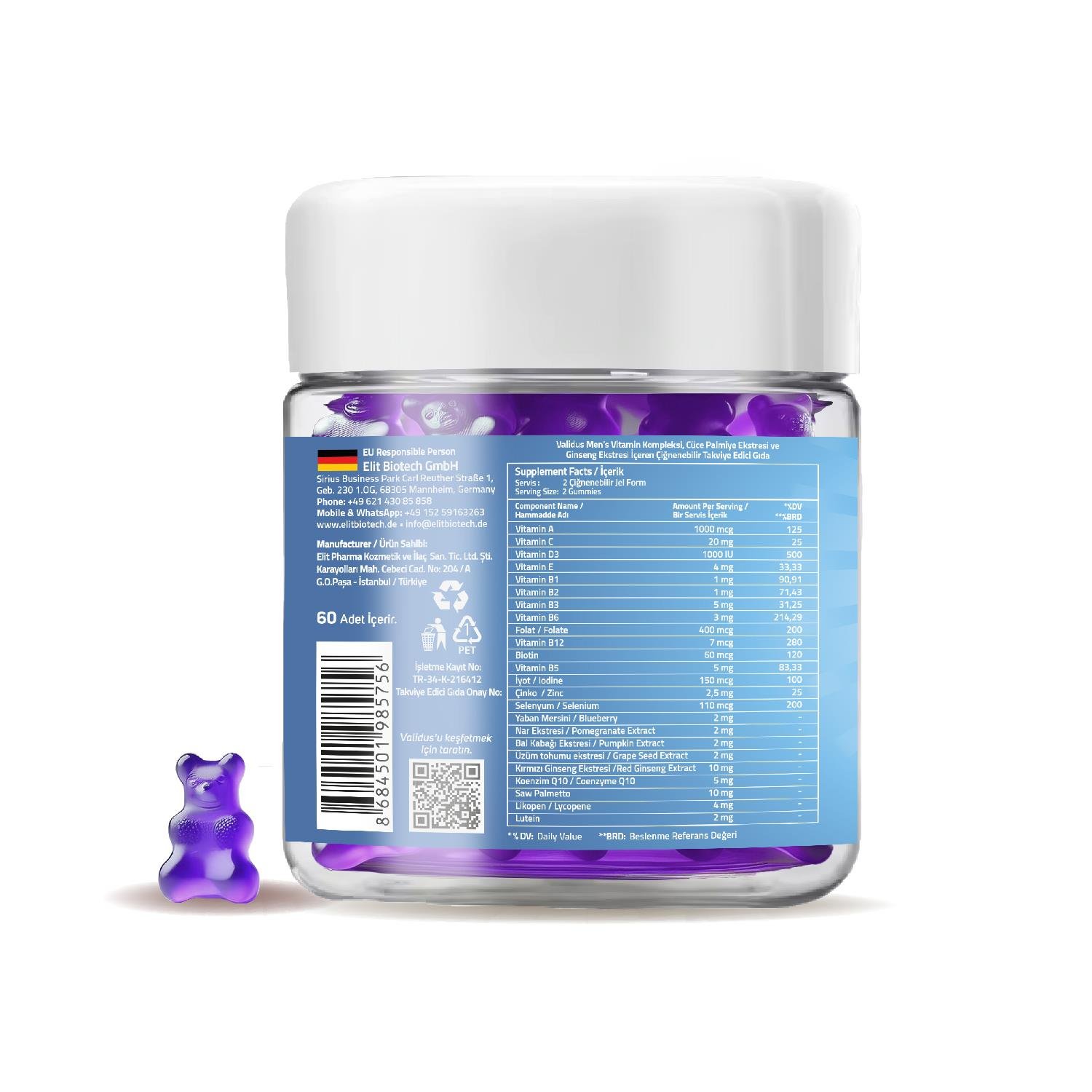 Validus Mens 50+ 60 Gummies