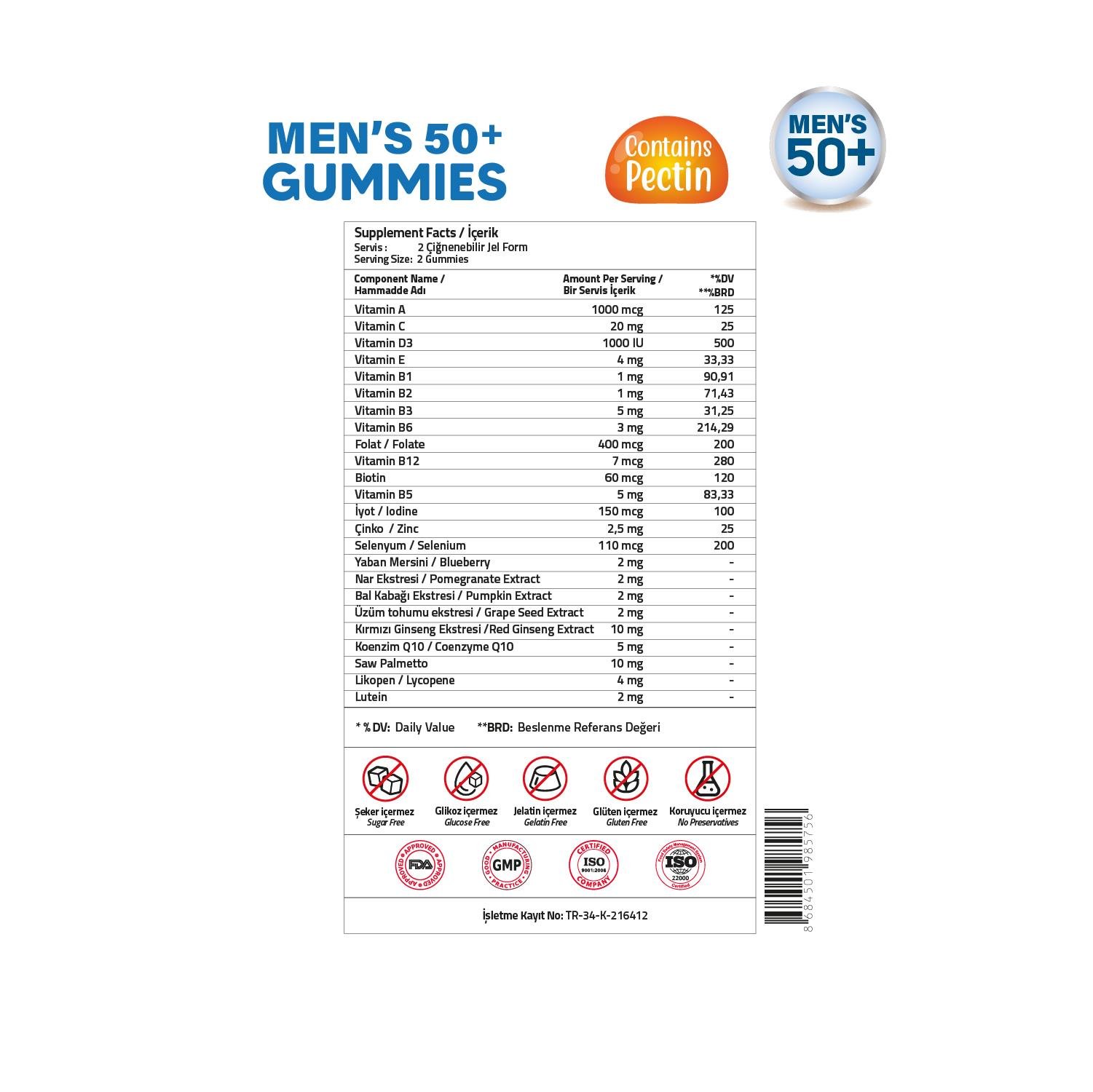 Validus Mens 50+ 60 Gummies